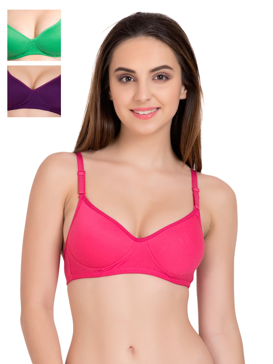 

Tweens Pack of 3 Medium-Coverage T-shirt Bras 1301, Pink
