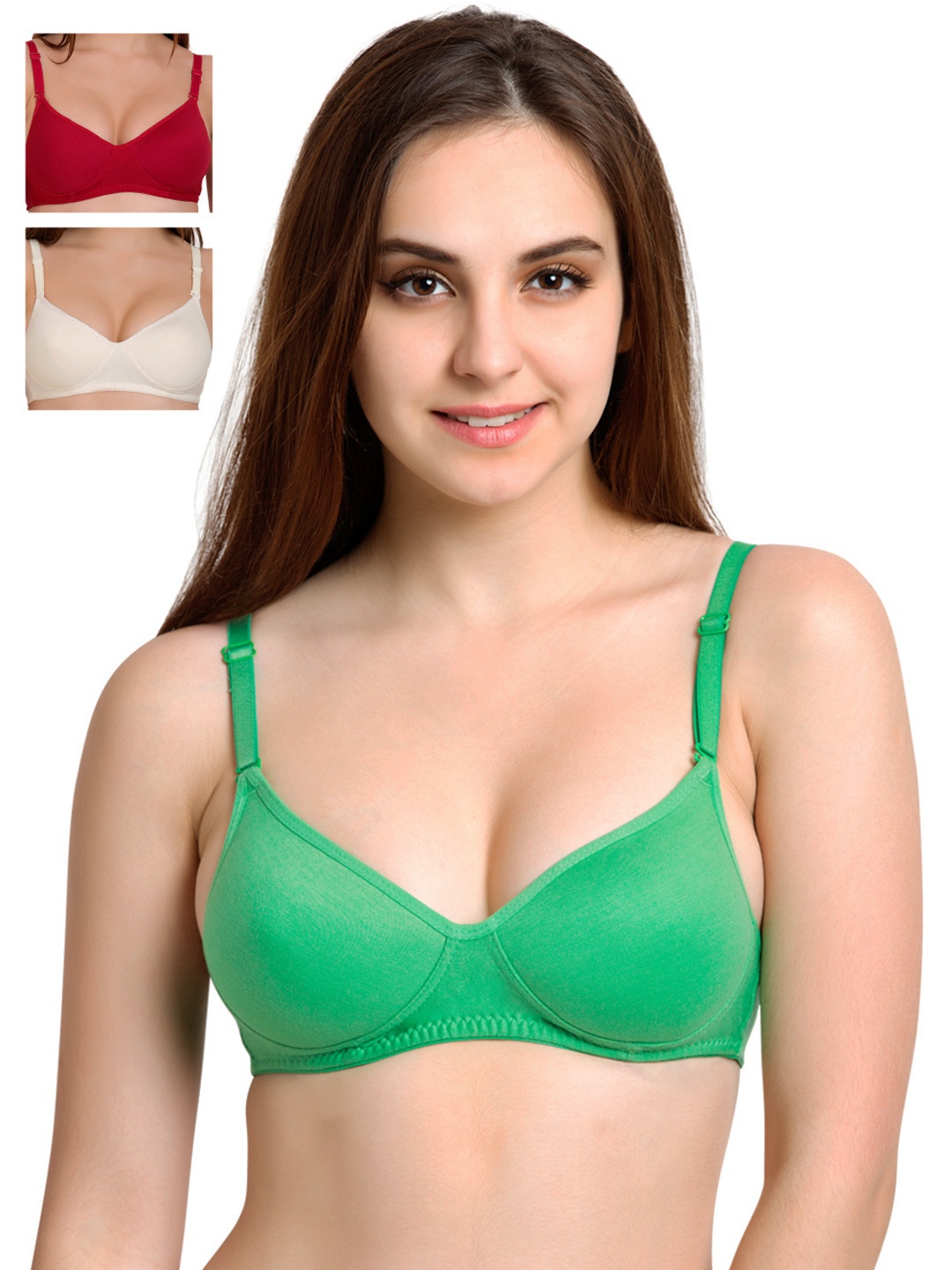 

Tweens Pack of 3 Medium-Coverage T-shirt Bras TW1301, Green