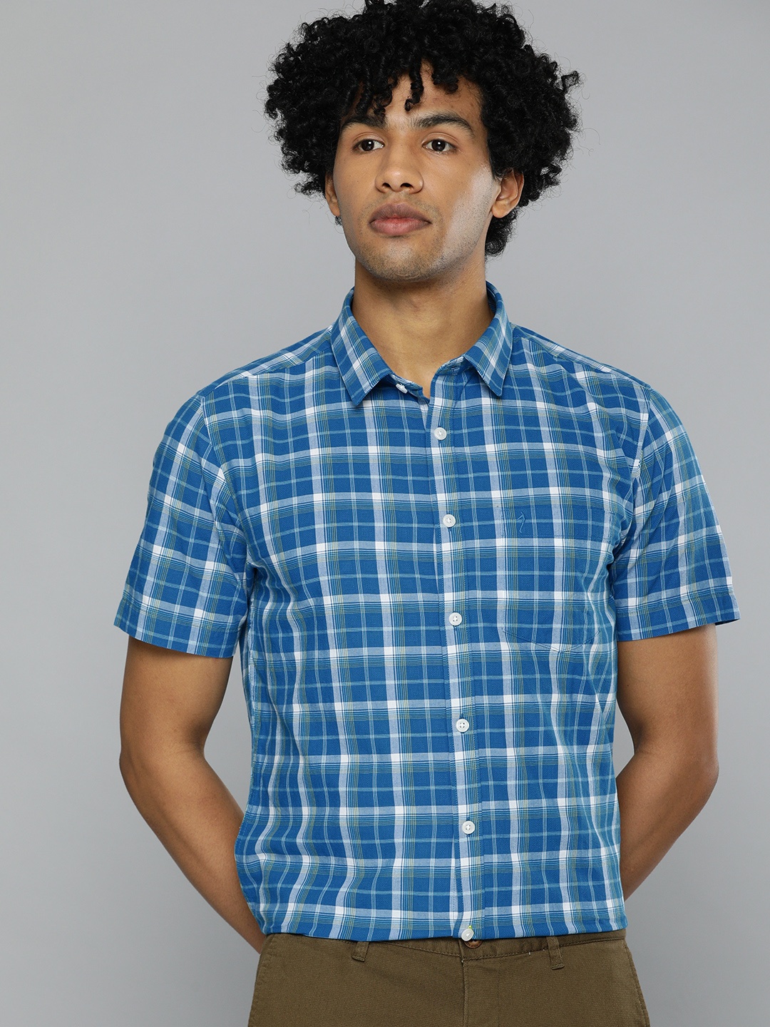 

Indian Terrain Men Blue Chiseled Slim Fit Tartan Checked Smart Casual Shirt