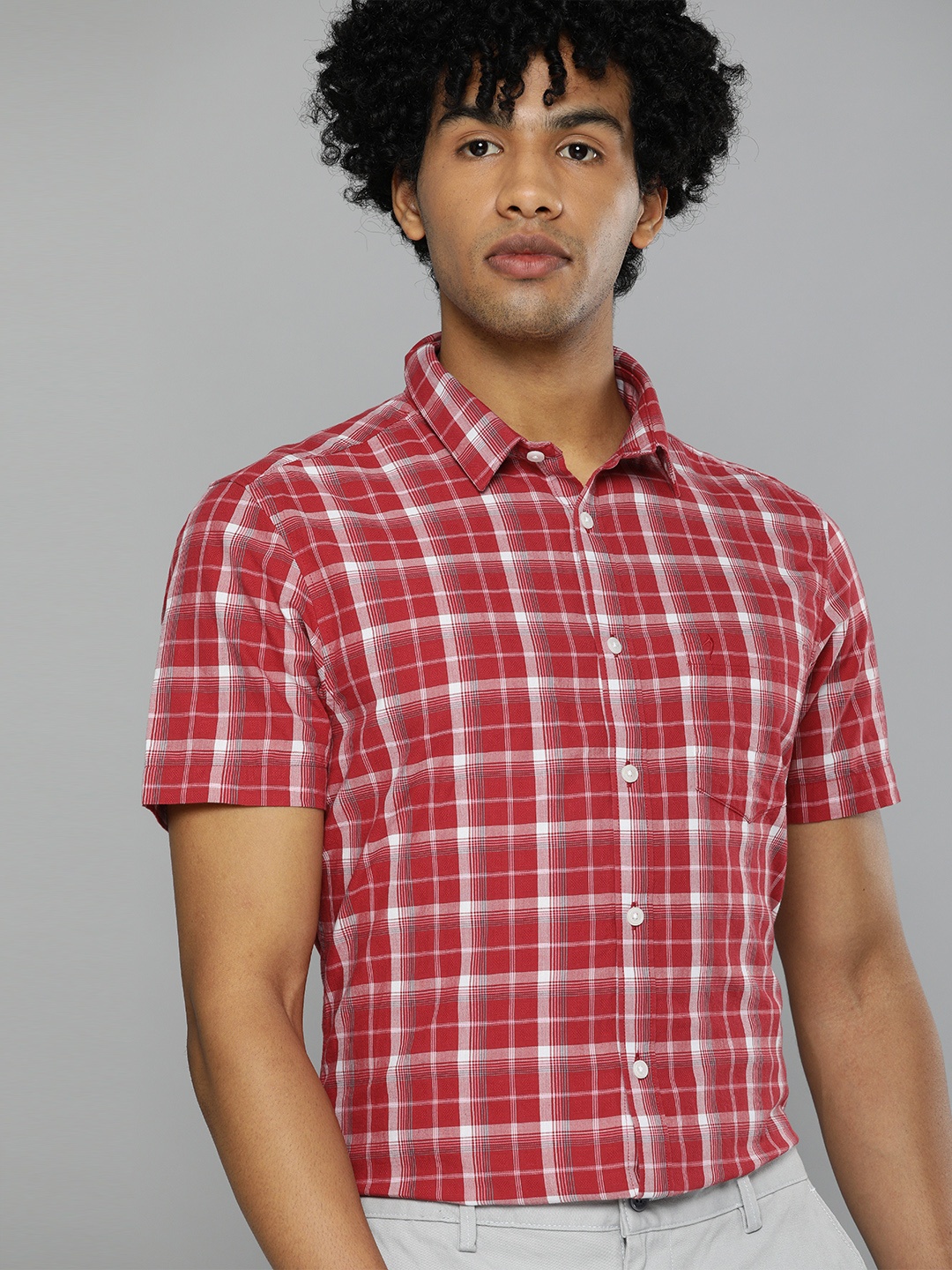 

Indian Terrain Men Red Chiseled Slim Fit Tartan Checked Smart Casual Shirt