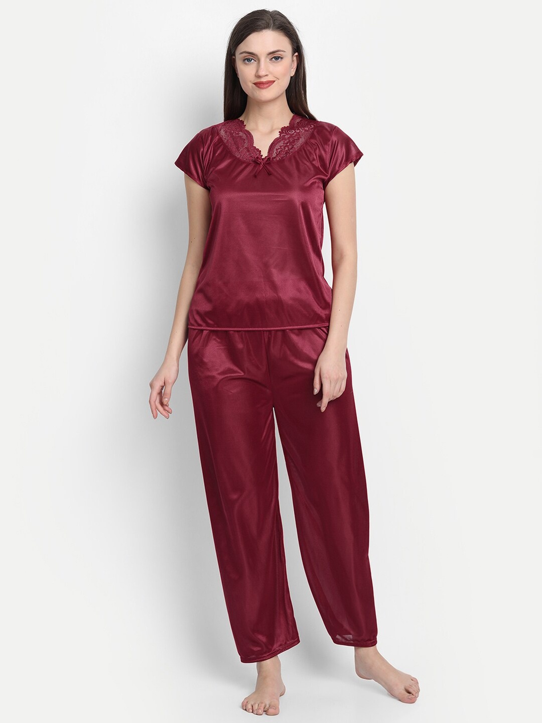 

Kastner Pack of 4 Women Maroon Solid Nightdress
