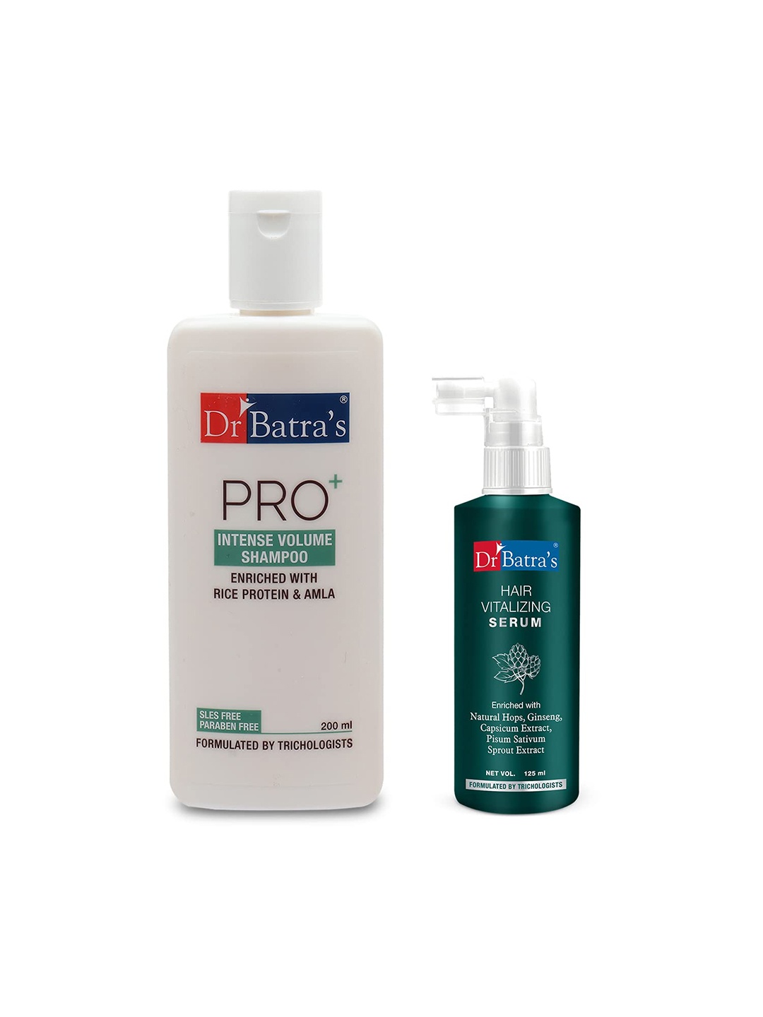 

Dr. Batras Combo Of Hair Vitalizing Serum 125ml & Pro+ Intense Volume Shampoo 200ml, White