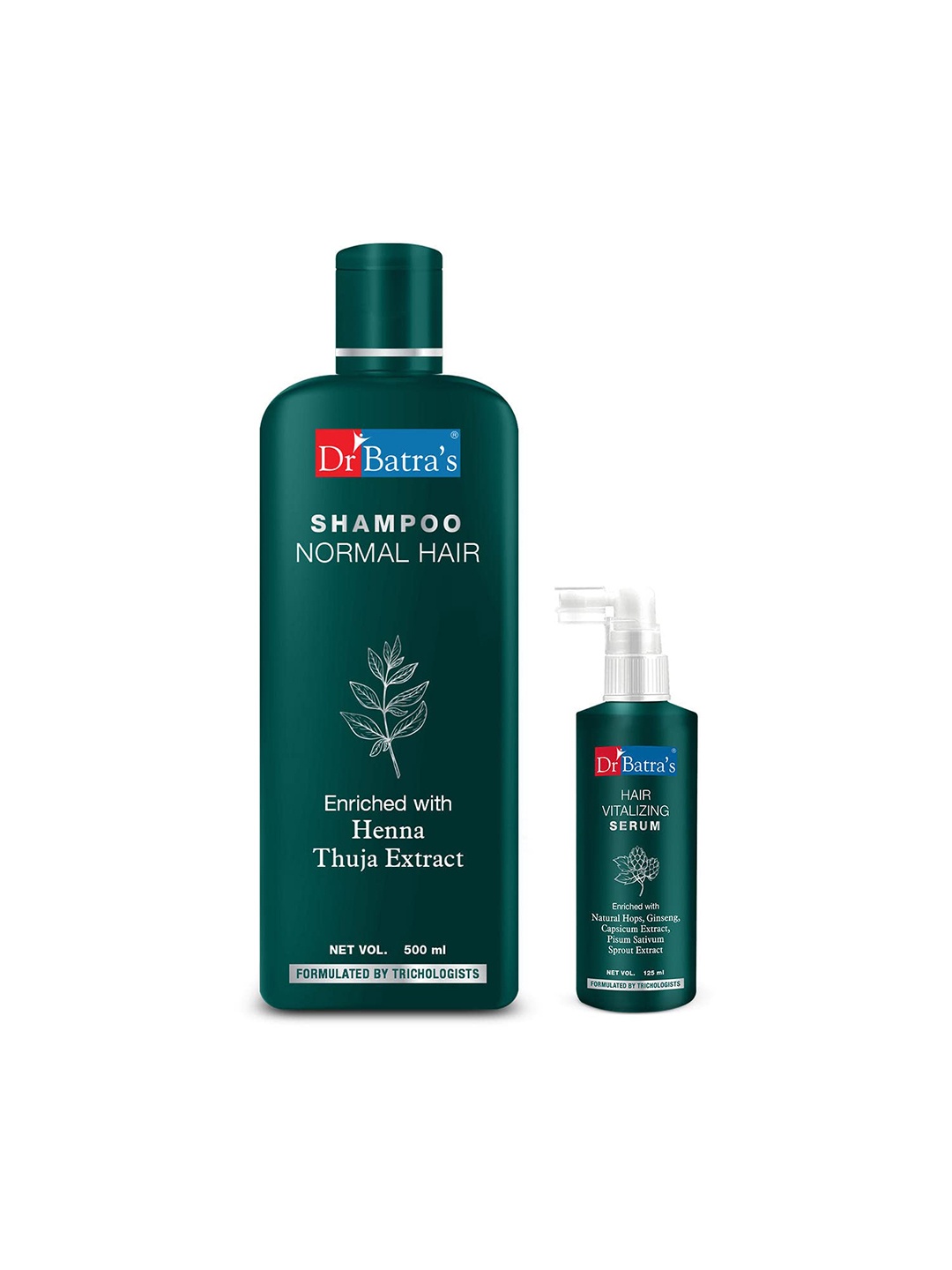 

Dr. Batras Combo Of Hair Vitalizing Serum 125ml & Normal Hair Shampoo 500ml, Brown