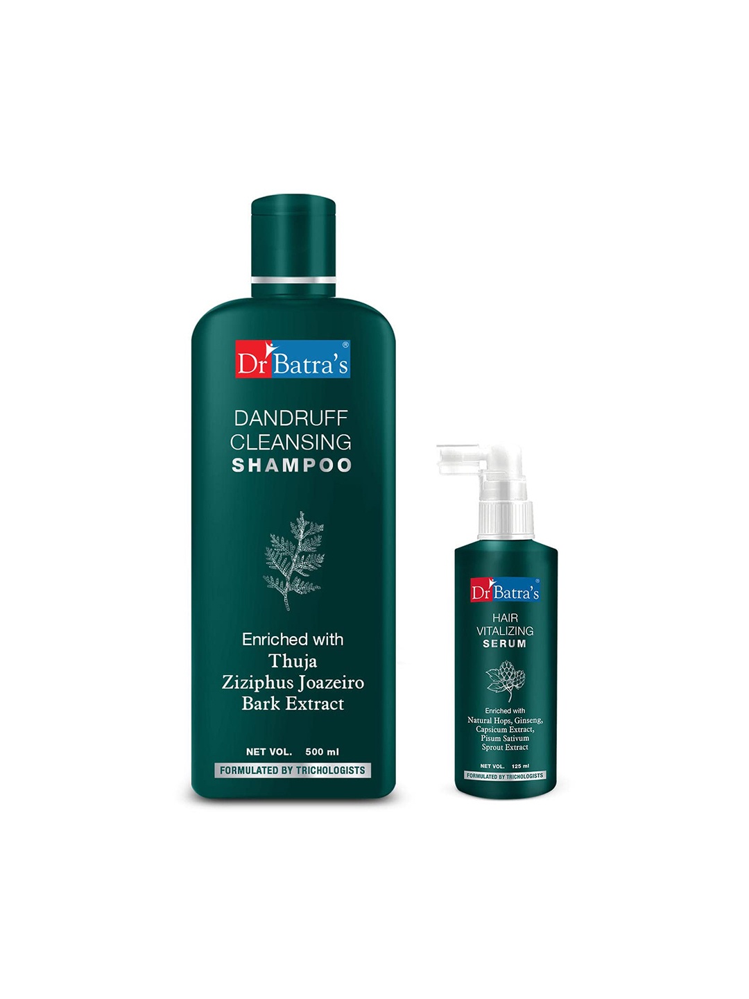 

Dr. Batras Combo Of Hair Vitalizing Serum 125ml & Dandruff Cleansing Shampoo 500ml, White