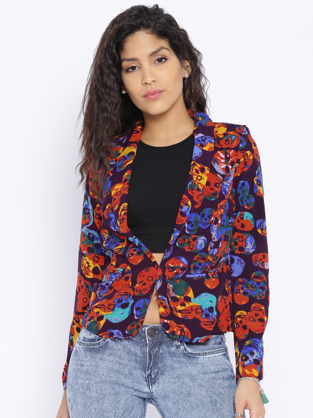 

Tokyo Talkies Burgundy Printed Polyester Jacket