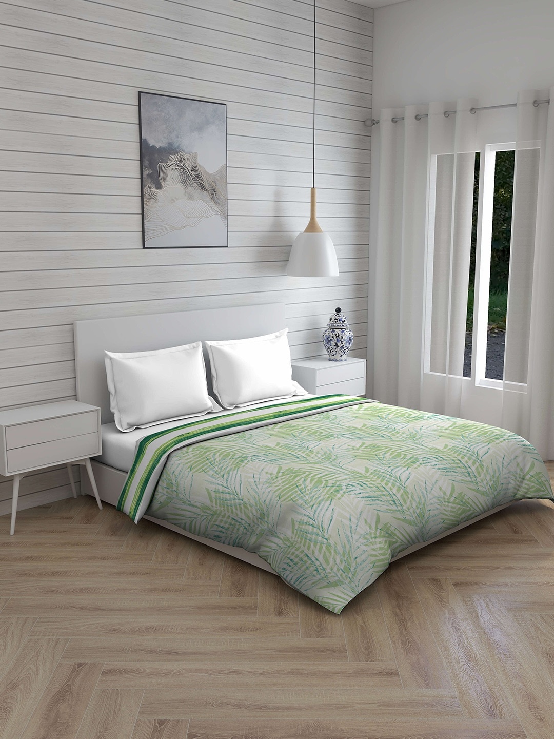 

Boutique Living India Green & White Floral AC Room 120 GSM Double Bed Comforter