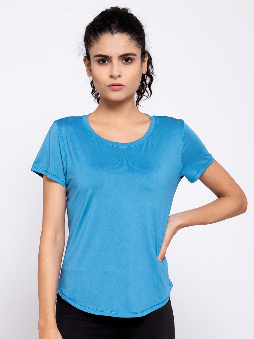 

iki chic Women Blue Solid Round Neck T-shirt
