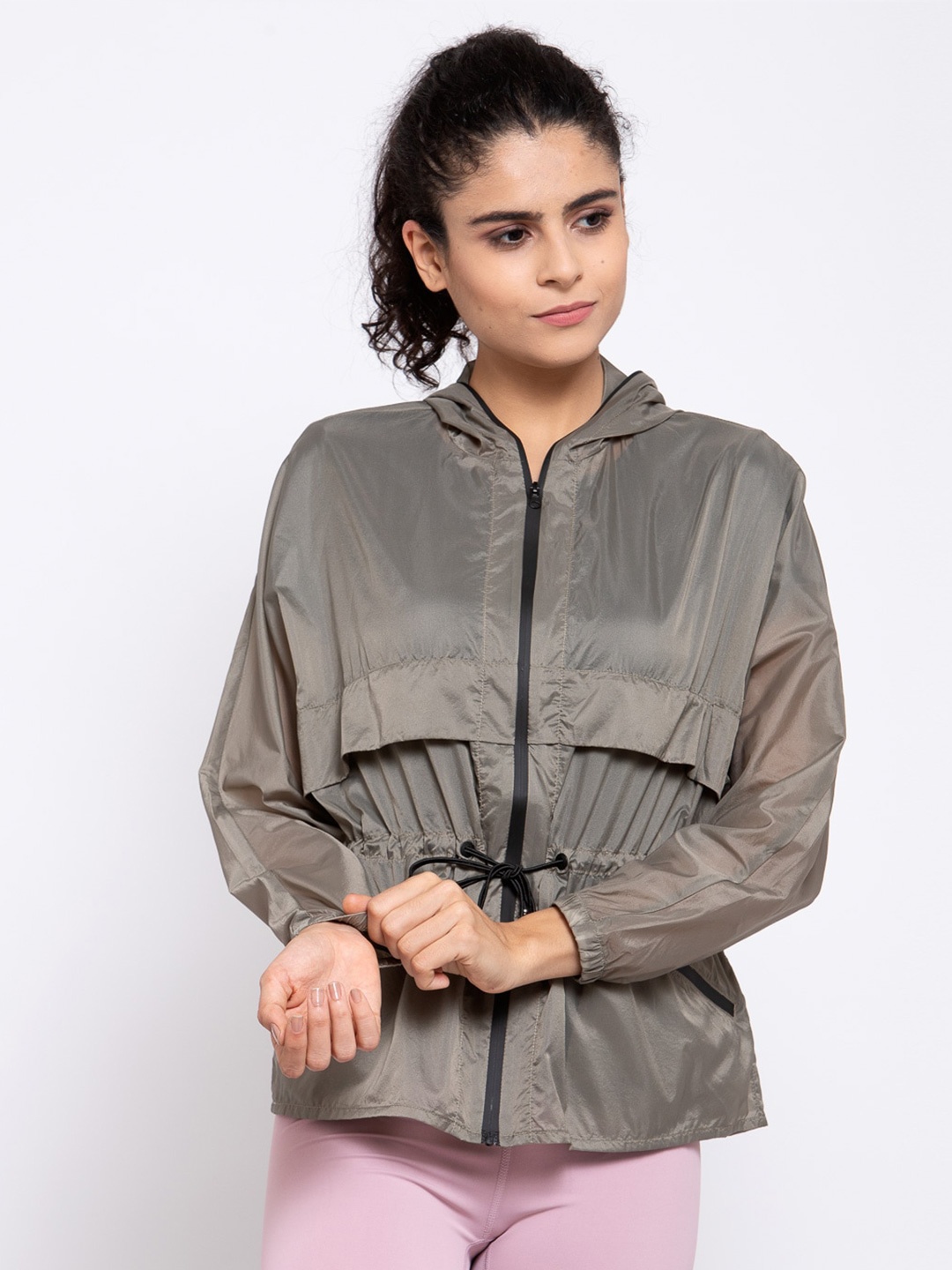 

iki chic Women Grey Solid Quick Dry Breathable Sporty Jacket