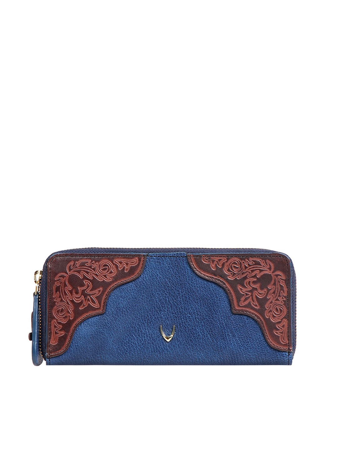 

Hidesign Women Blue & Brown Textured Zip Around Wallet