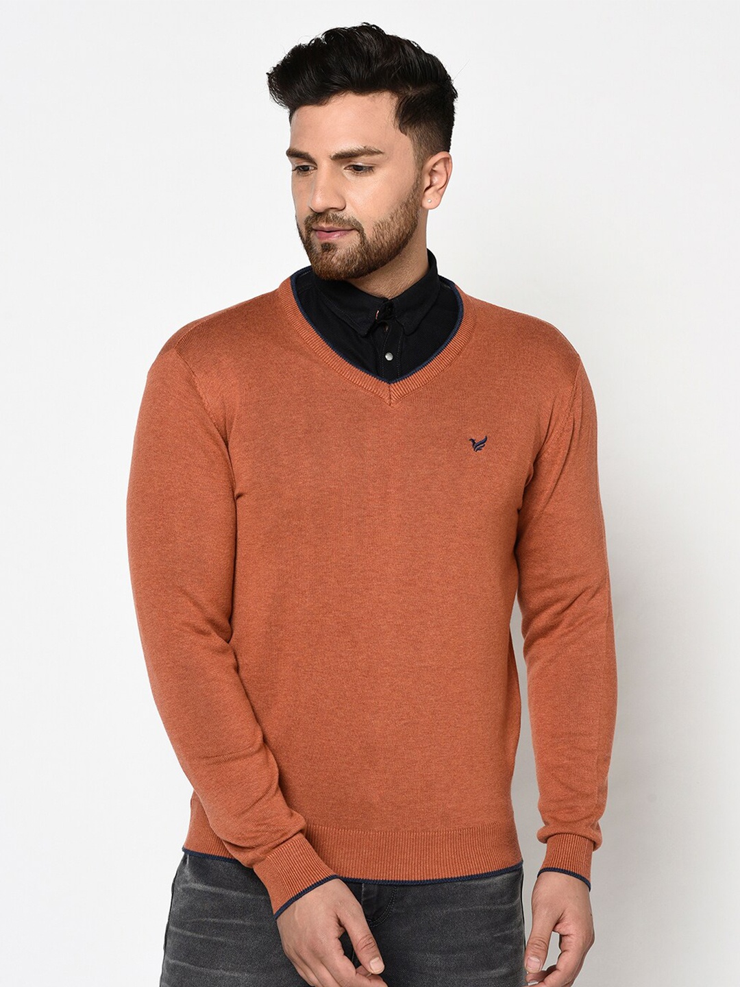 

Blackberrys Men Brown Solid Cotton Pullover Sweater