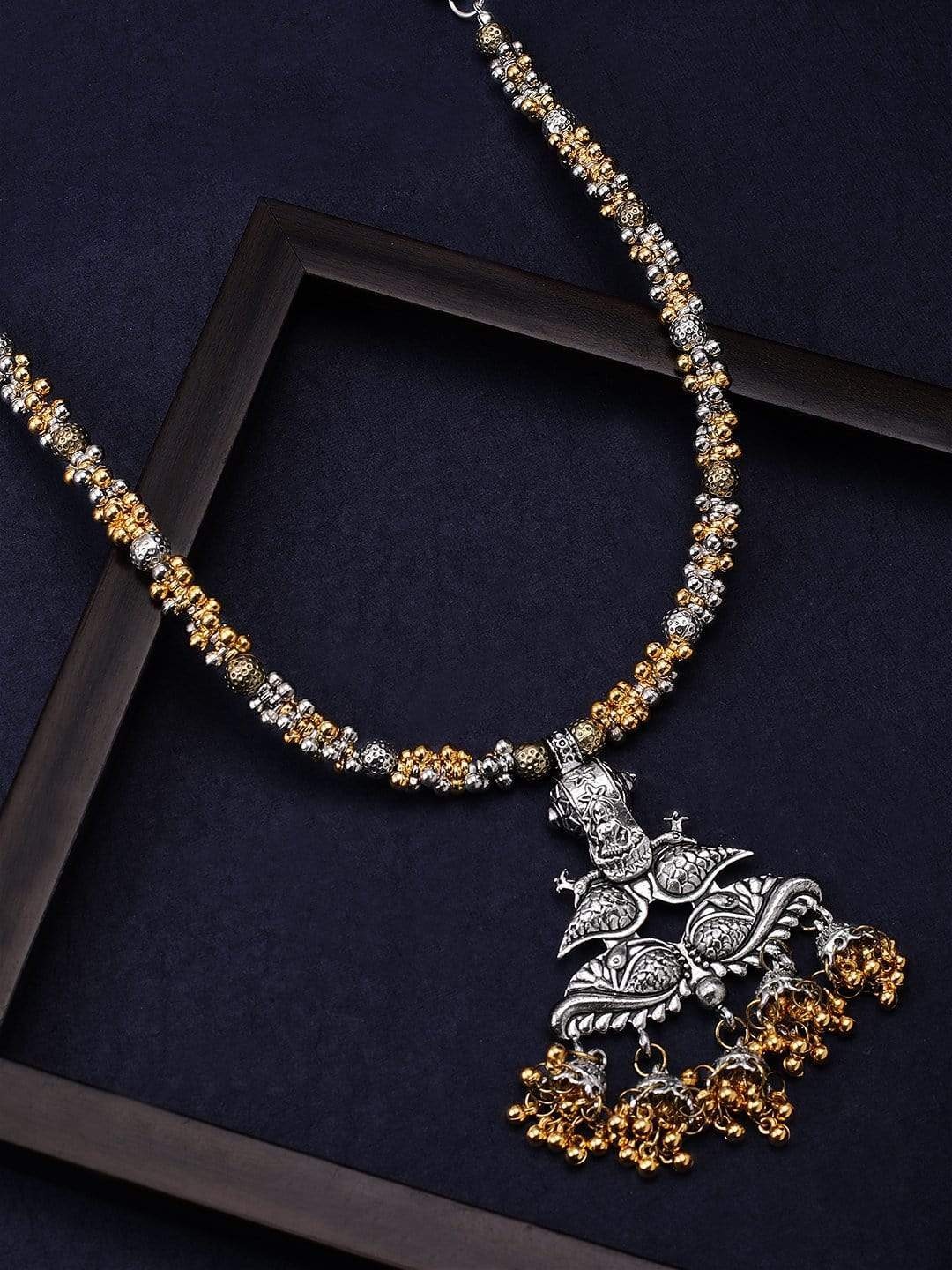 

Rubans Silver-Toned & Gold-Toned Alloy Silver-Plated Handcrafted Necklace