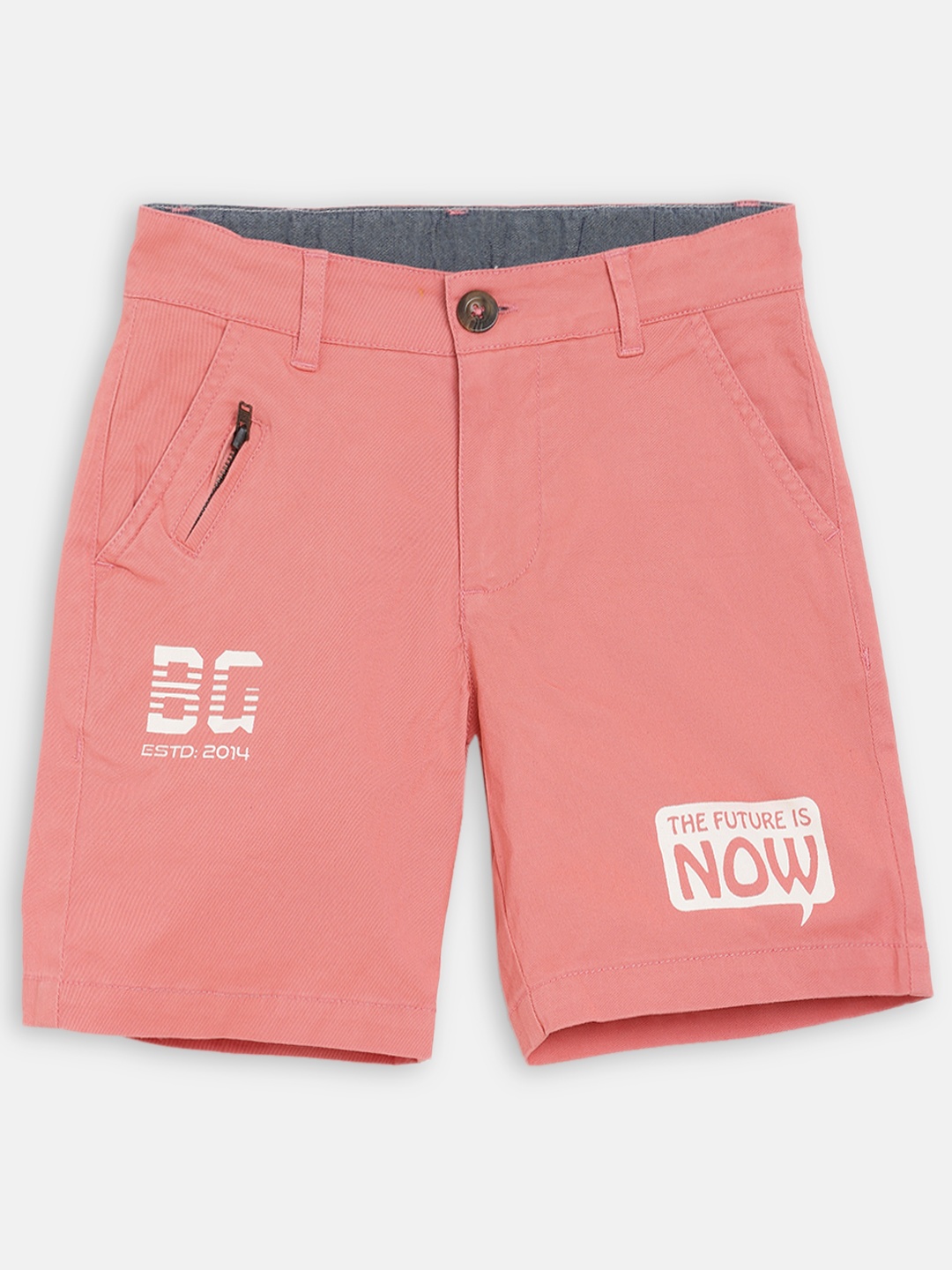 

Blue Giraffe Boys Pink & White Printed Regular Shorts