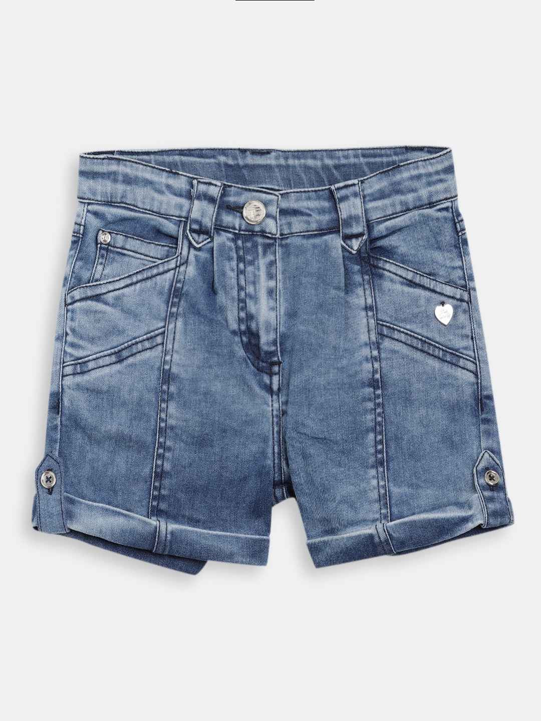 

Blue Giraffe Girls Blue Washed Regular Fit Denim Shorts