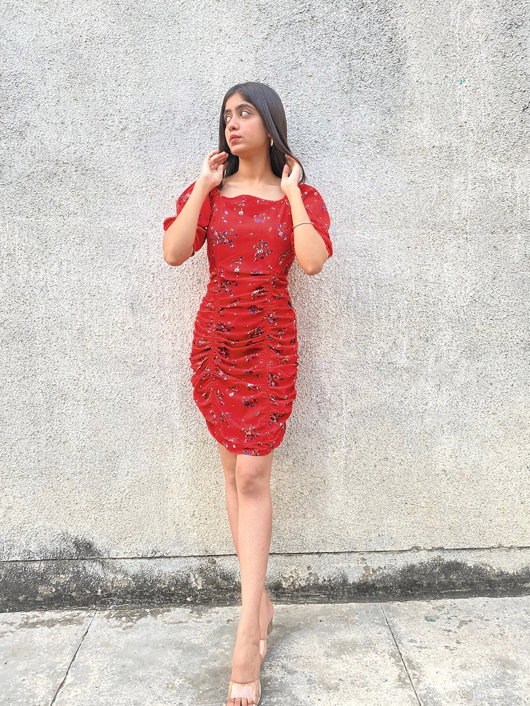 

STREET 9 Women Red Printed Sheath Dress