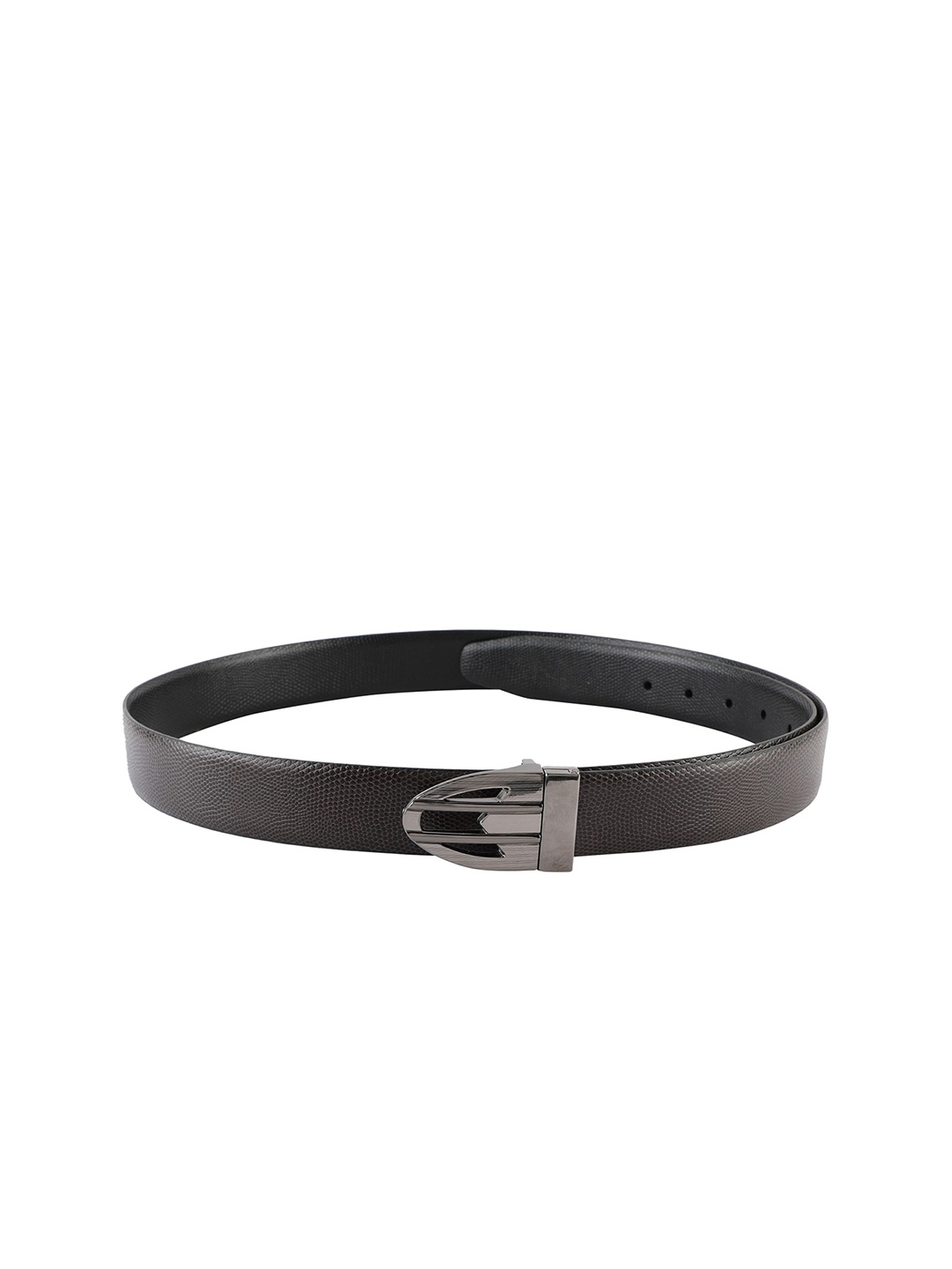 

ZEVORA Men Brown & Black Textured Reversible Belt