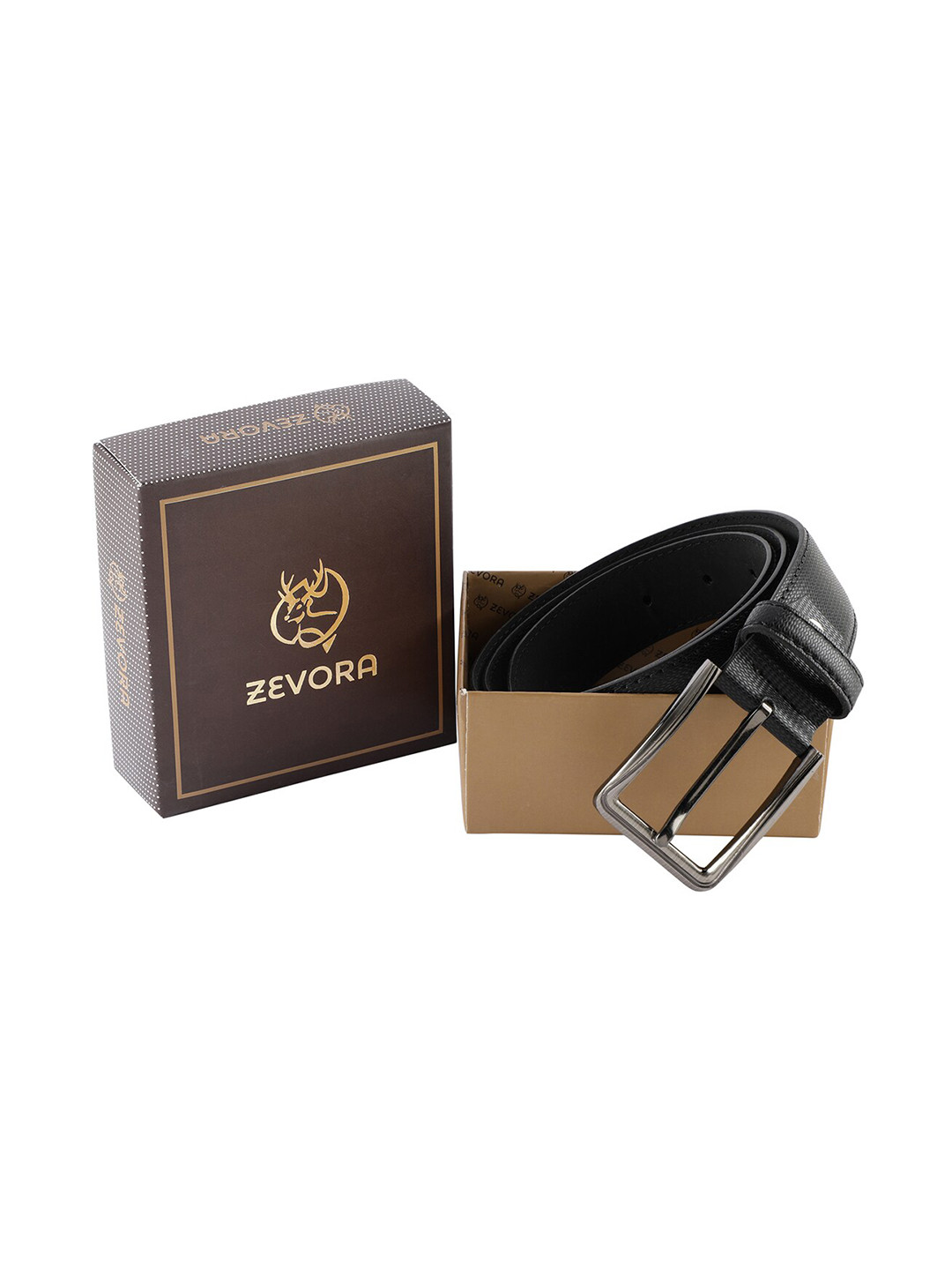 

ZEVORA Men Black Textured Belt