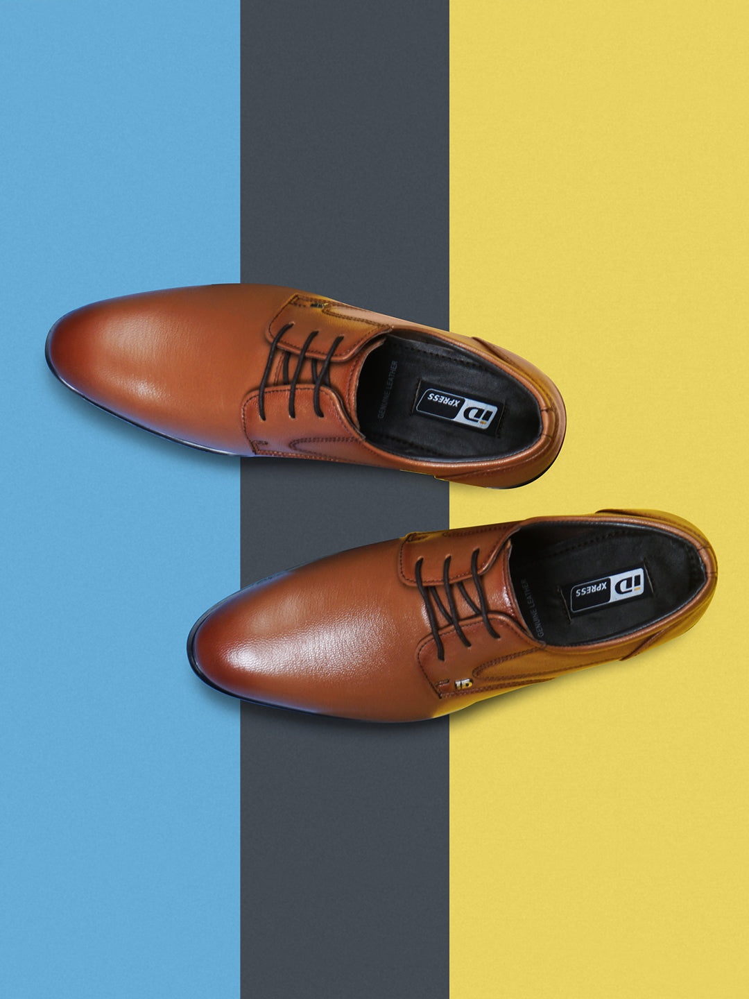 

ID Men Tan Brown Solid Leather Formal Derbys