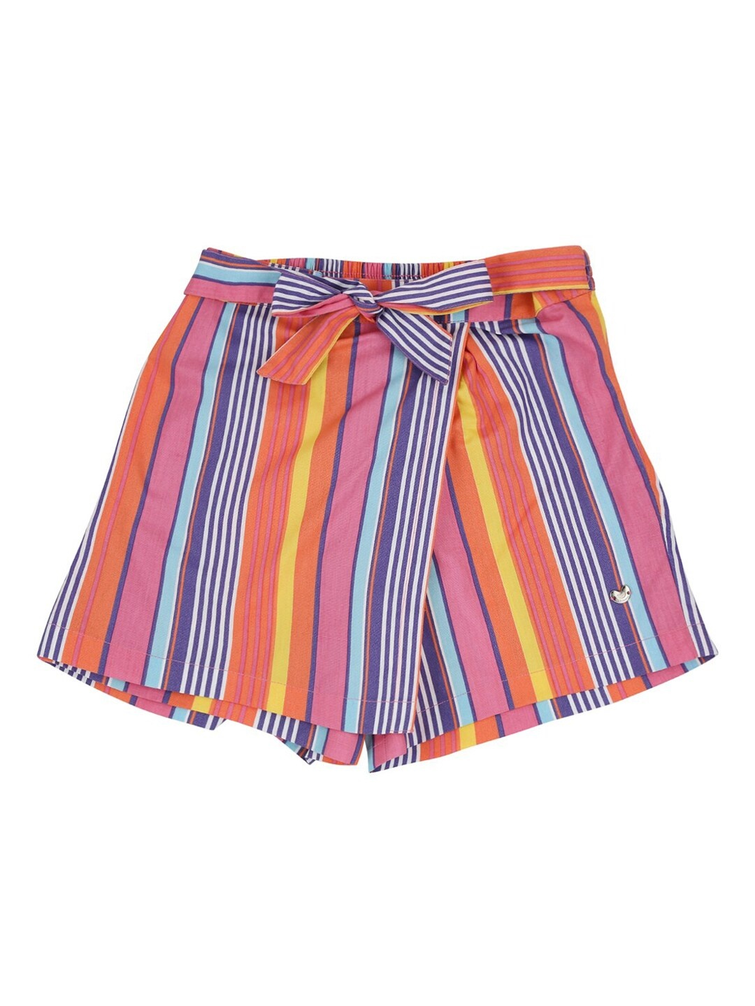 

Ed-a-Mamma Girls Multicoloured Striped Pure Cotton Sustainable Skorts, Multi