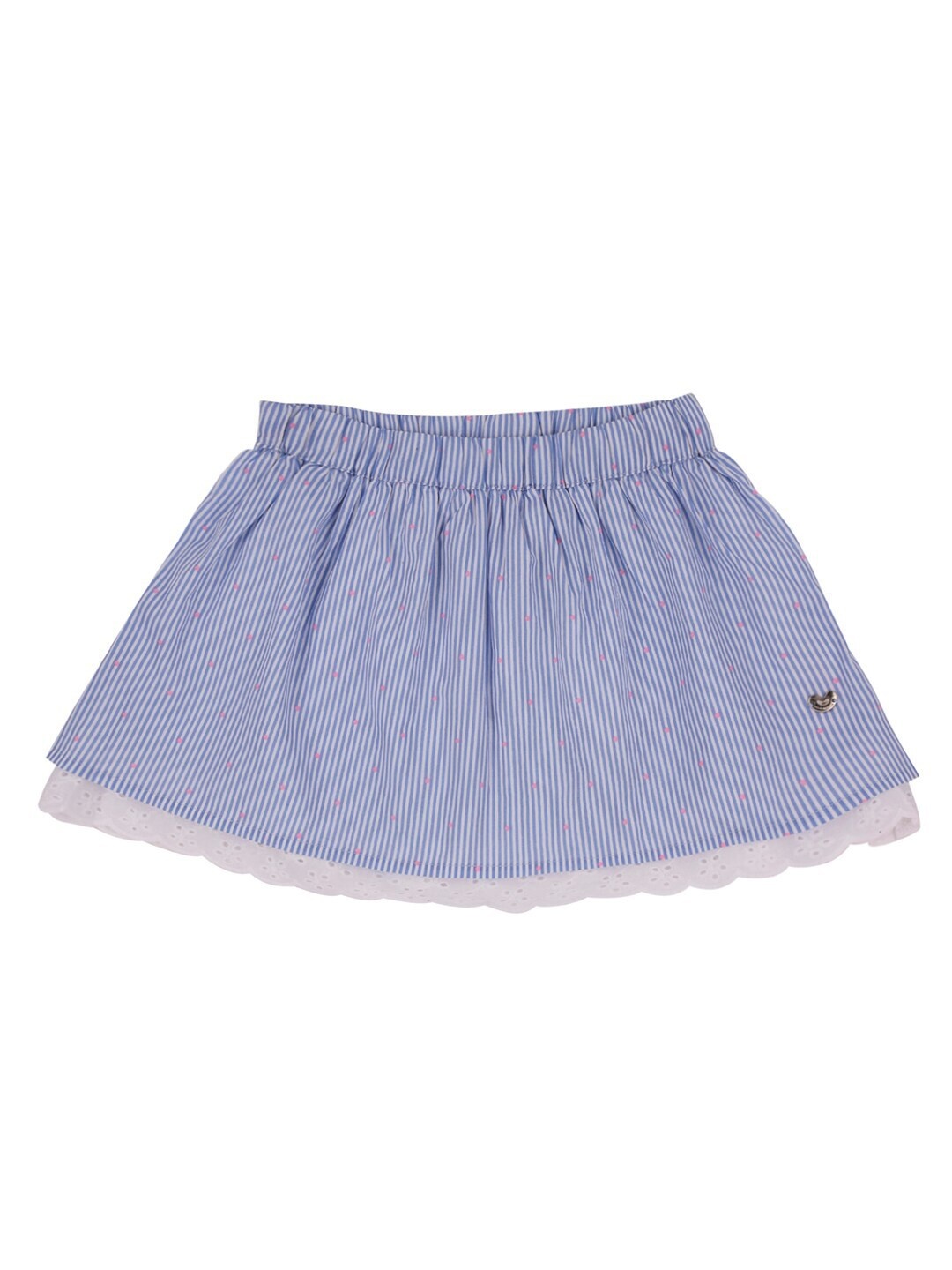 

Ed-a-Mamma Girls Blue & White Striped Pure Cotton A-Line Mini Sustainable Skirt