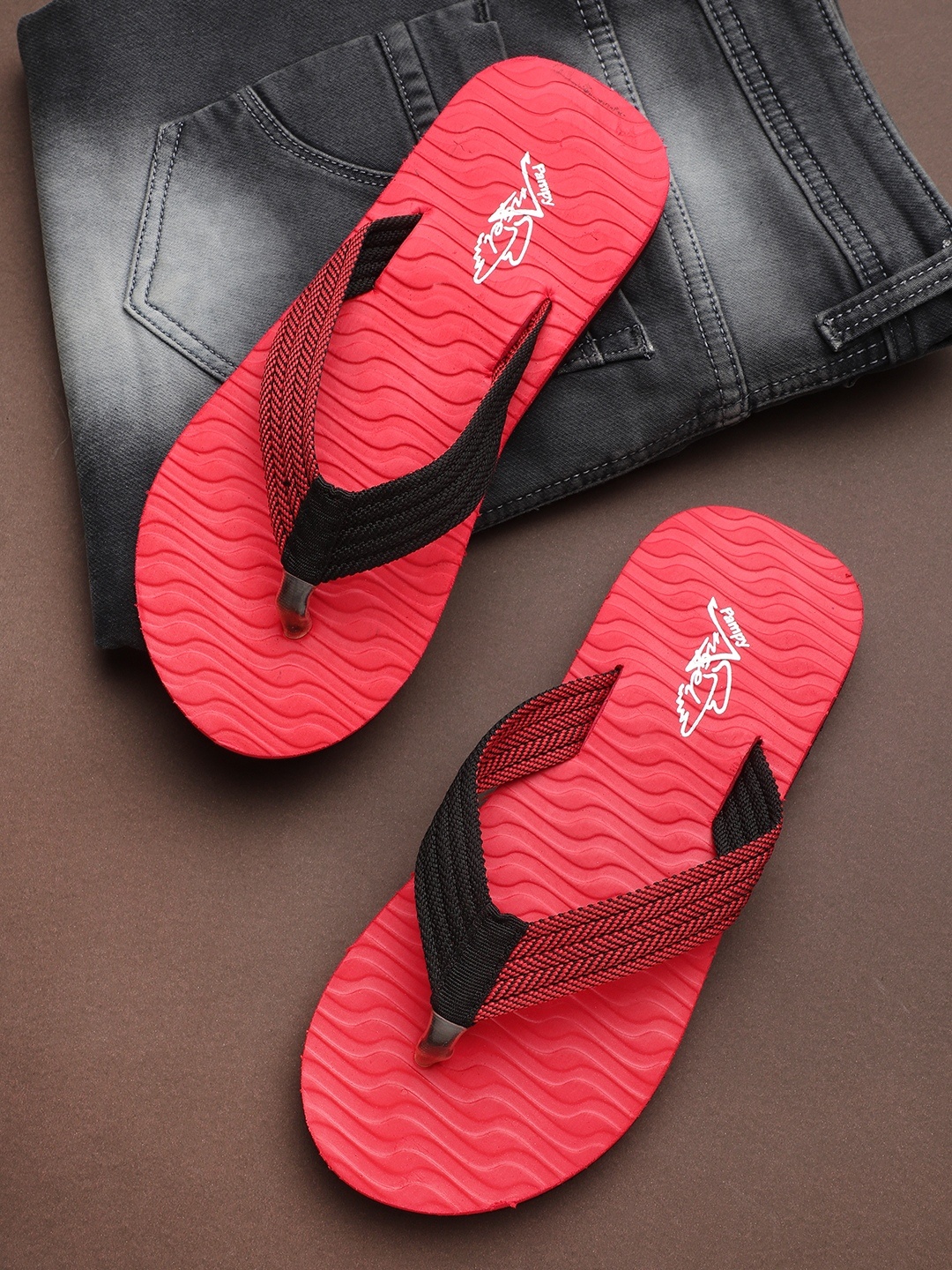 

Pampy Angel Men Red & Black Colourblocked Thong Flip-Flops
