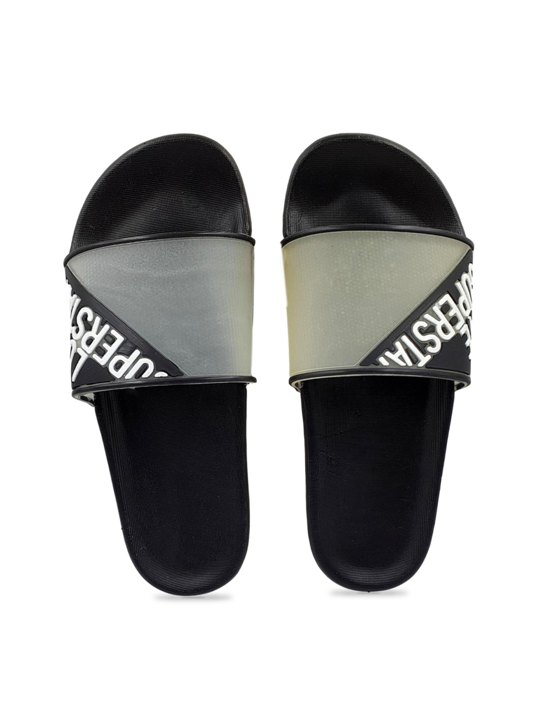 

Pampy Angel Women Transparent & Black Printed Water Resistant Sliders