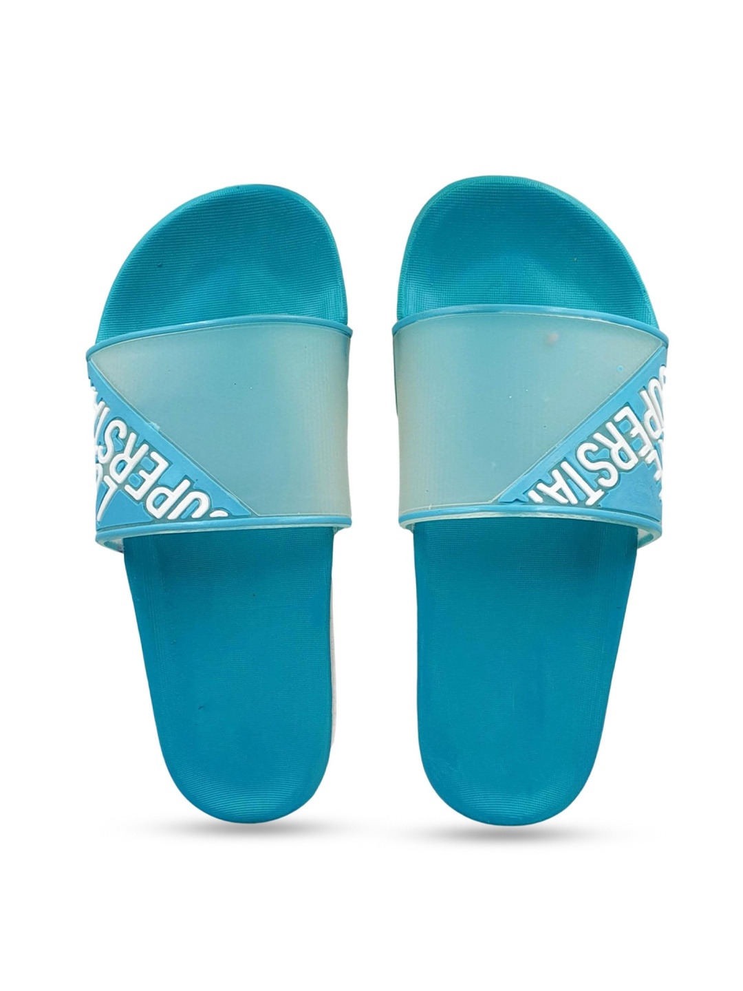 

Pampy Angel Women Transparent & Teal Blue Printed Sliders