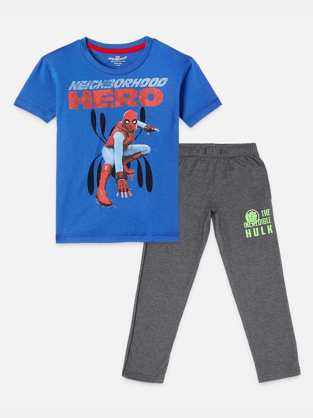

Kids Ville Boys Blue & Grey Avengers Printed T-shirt with Pyjamas