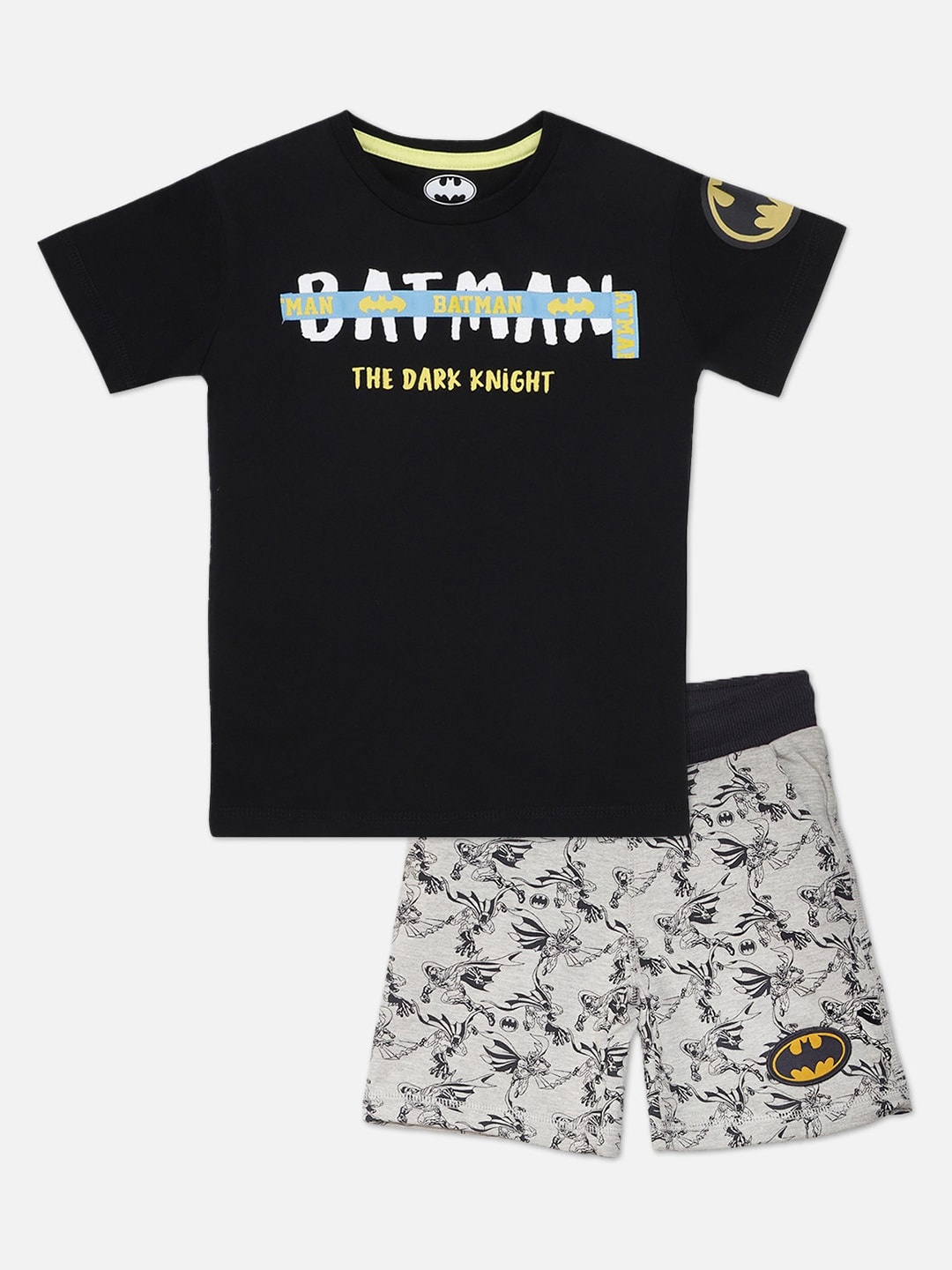 

Kids Ville Boys Black & Grey Batman Printed T-shirt with Shorts