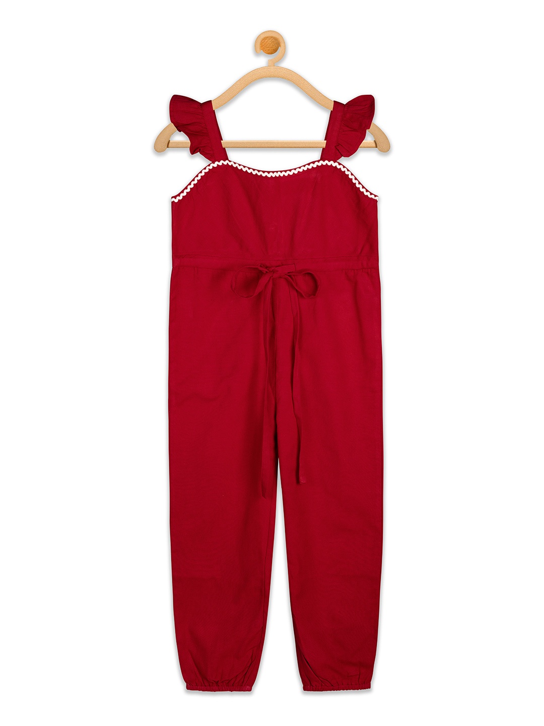 

Olele Girls Red & White Solid Basic Jumpsuit