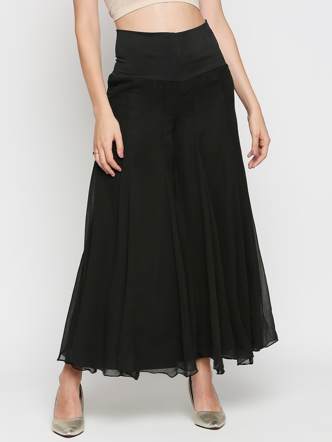 

Ira Soleil Women Black Solid Flared Palazzos
