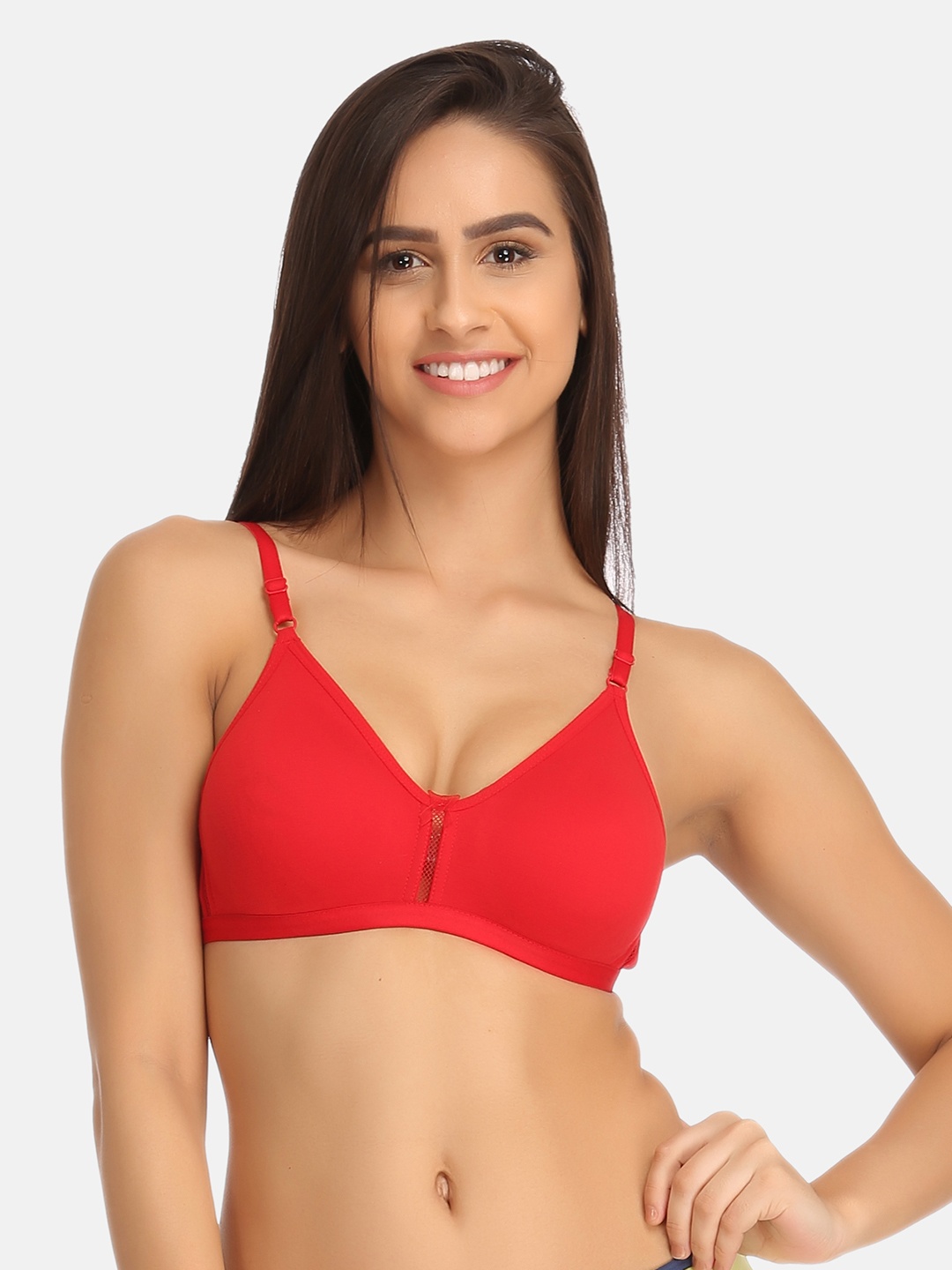 

Clovia Smoothie Non-Padded Non-Wired Cotton Full Coverage Bra BR0638P16, Red