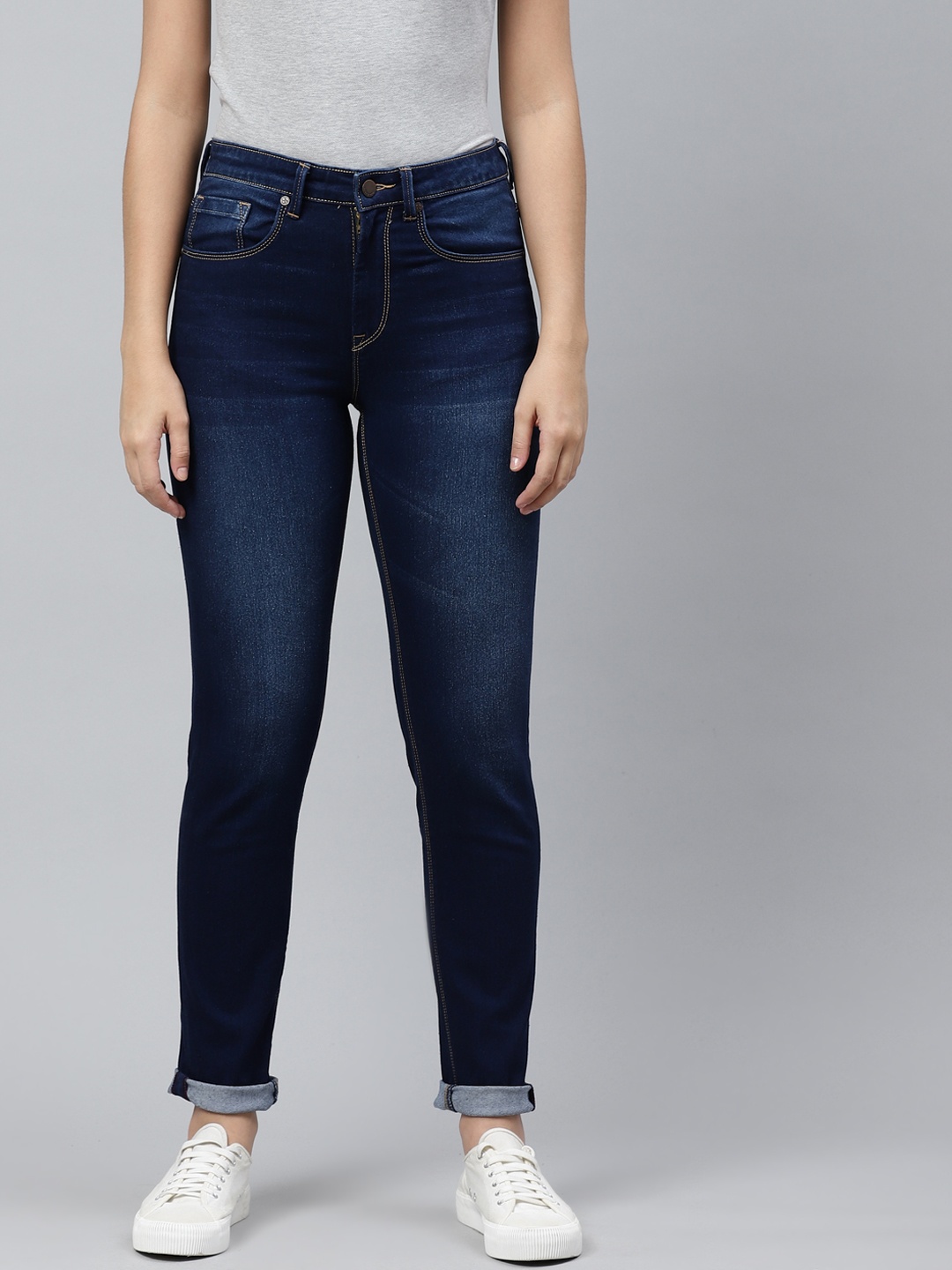 

HERE&NOW Women Navy Blue Light Fade Stretchable Jeans
