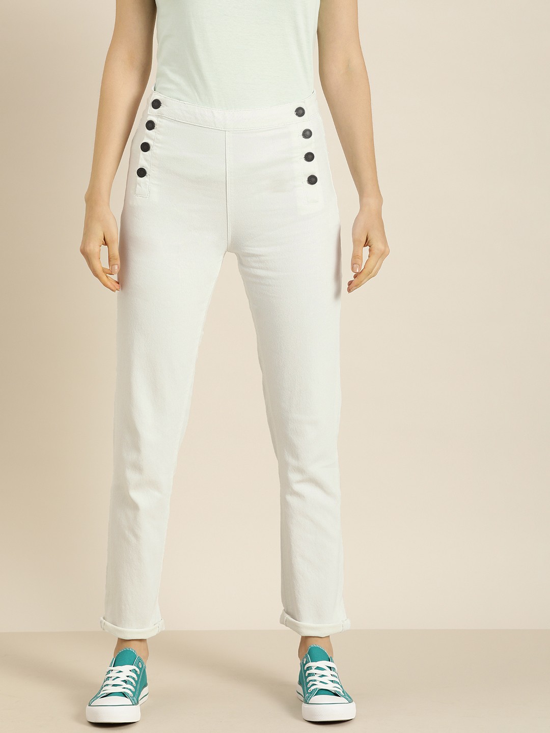 

Moda Rapido Women White Slim Fit High-Rise Stretchable Jeans
