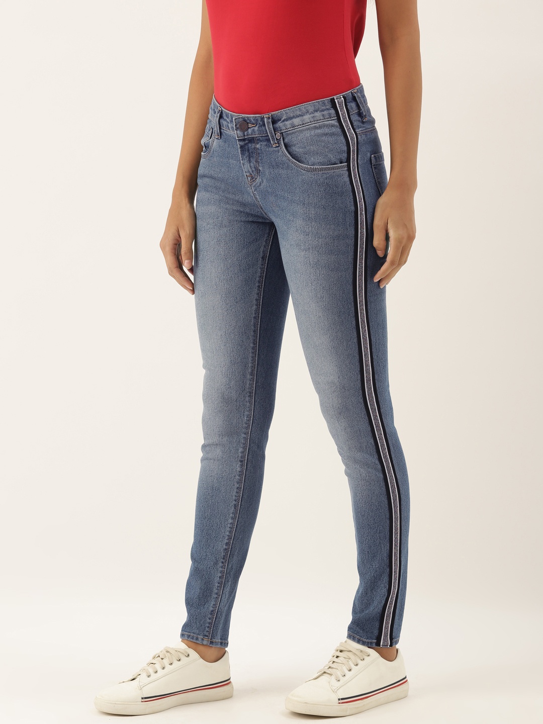 

Moda Rapido Women Blue Skinny Fit High-Rise Heavy Fade Jeans
