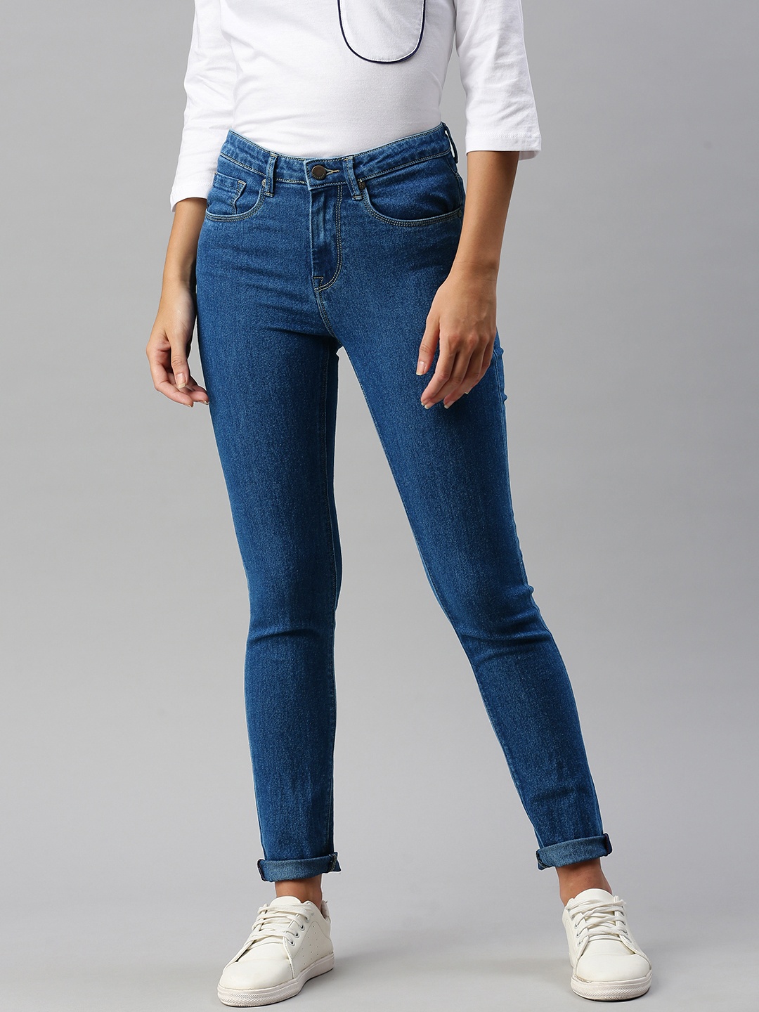 

HERE&NOW Women Blue Skinny Fit High-Rise Stretchable Jeans