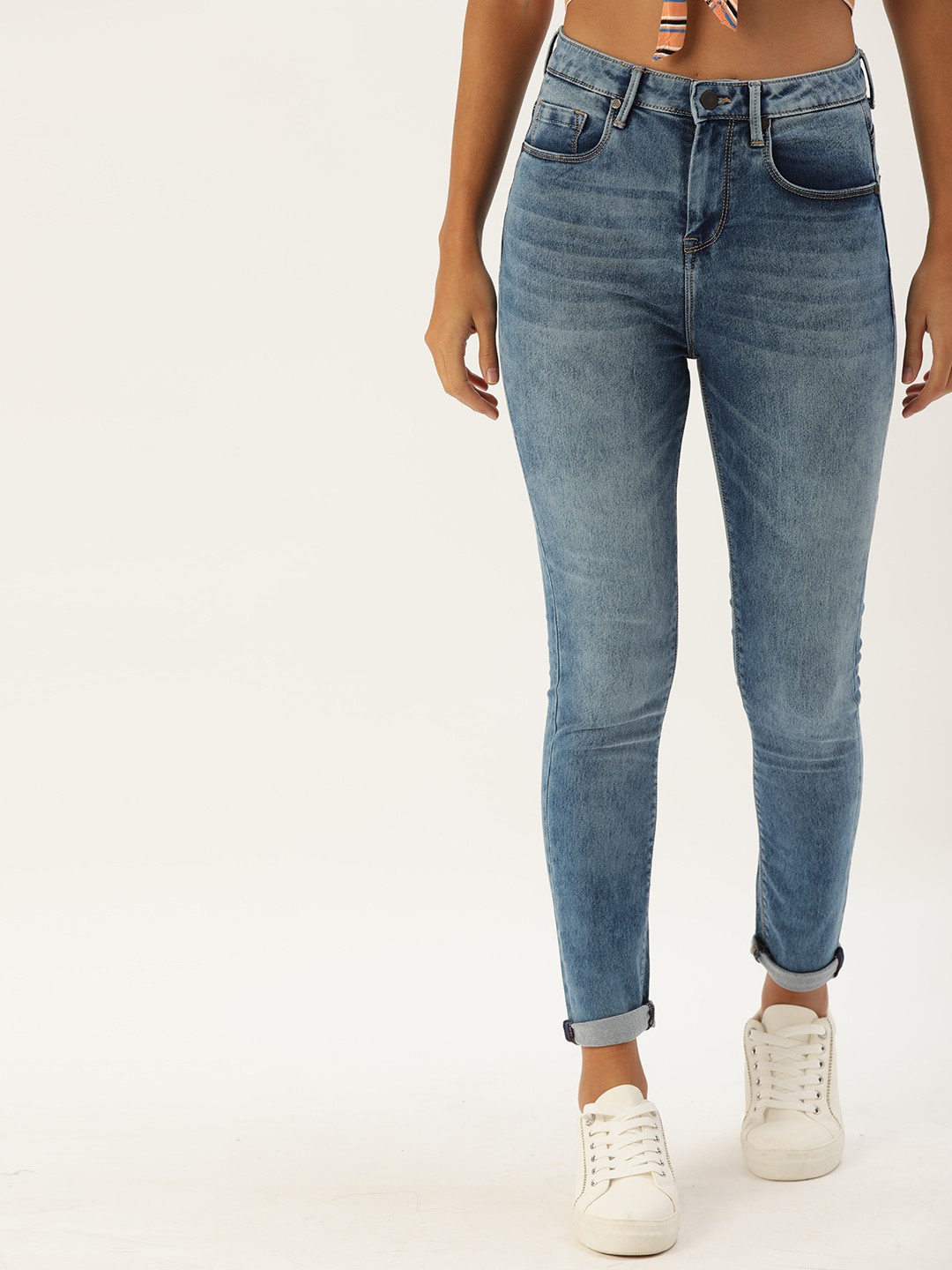 

Moda Rapido Women Blue Skinny Fit High-Rise Light Fade Stretchable Jeans