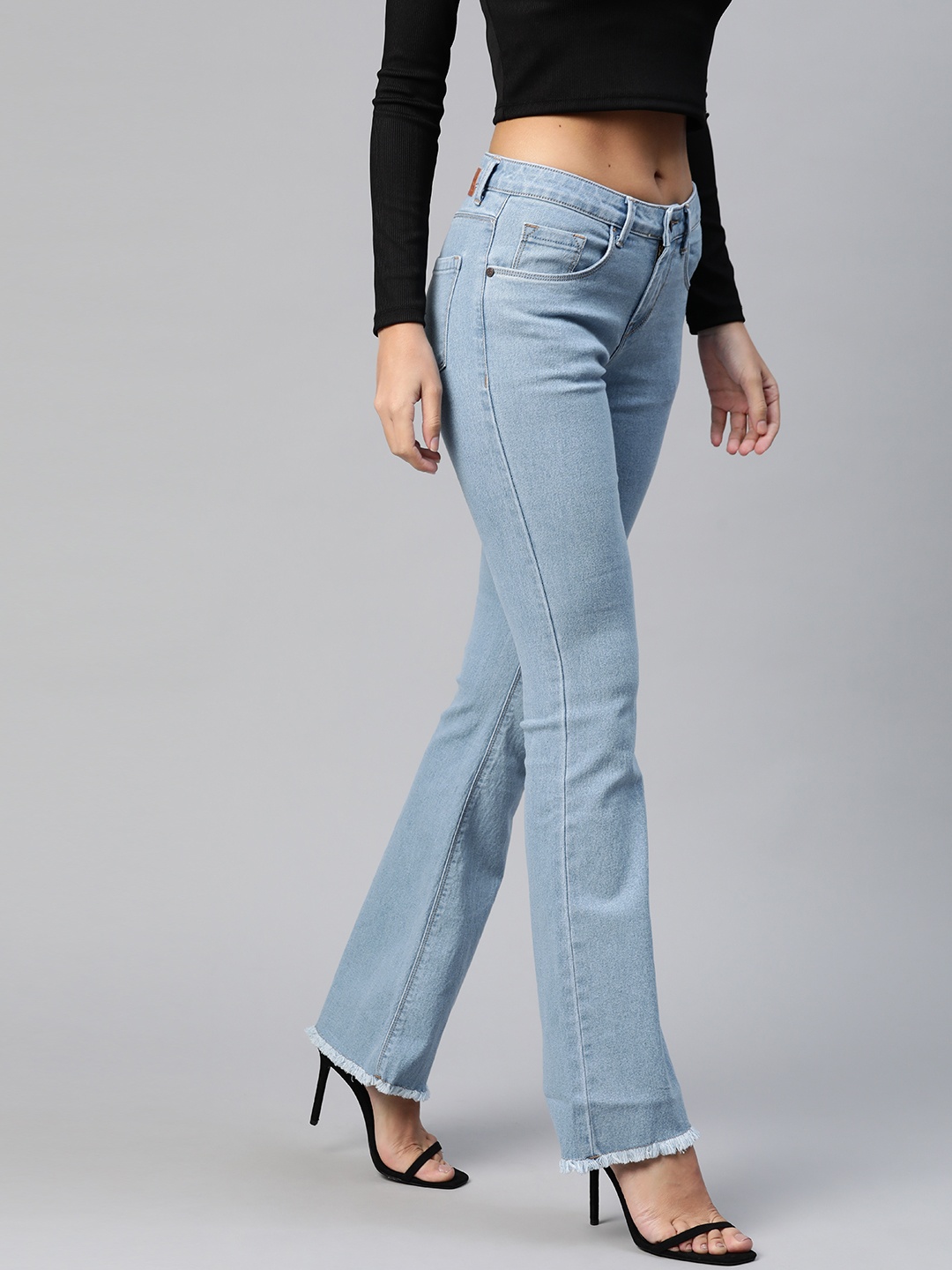 

HERE&NOW Women Blue Solid Bootcut Stretchable Jeans