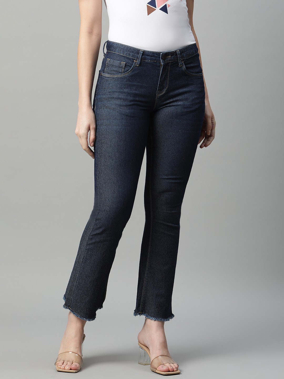 

HERE&NOW Women Navy Blue Bootcut Stretchable Jeans