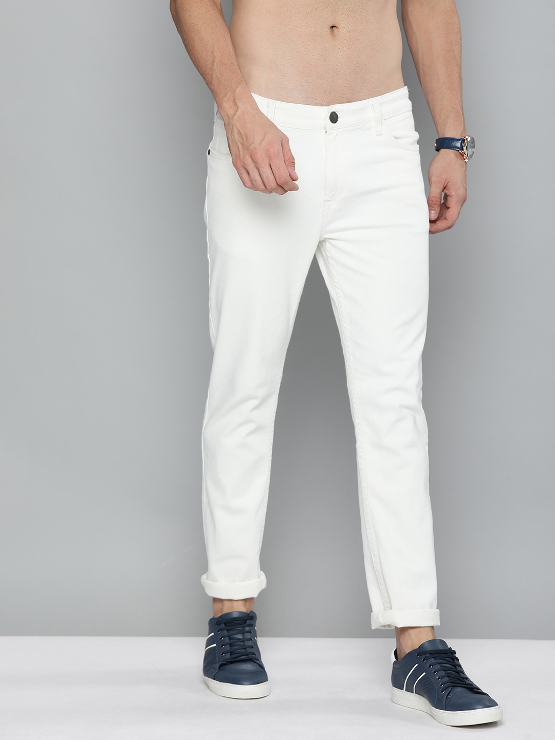 

HERE&NOW Men White Slim Fit Mid-Rise Stretchable Jeans