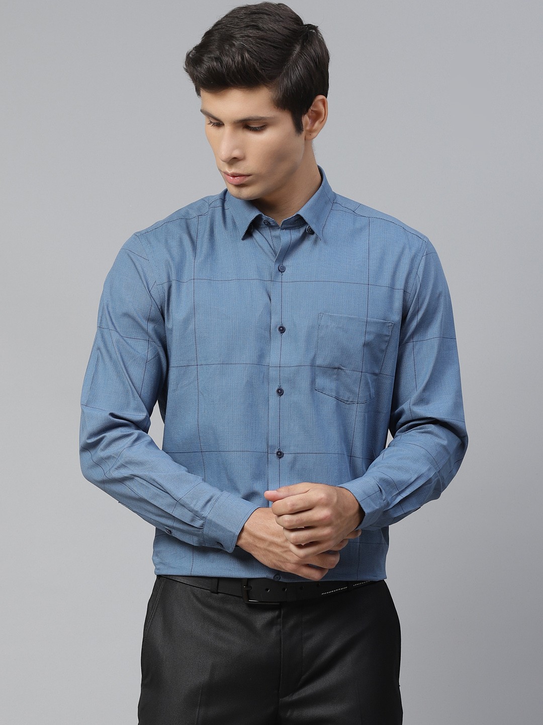 

Arrow New York Men Blue Slim Fit Cotton Checked Formal Shirt