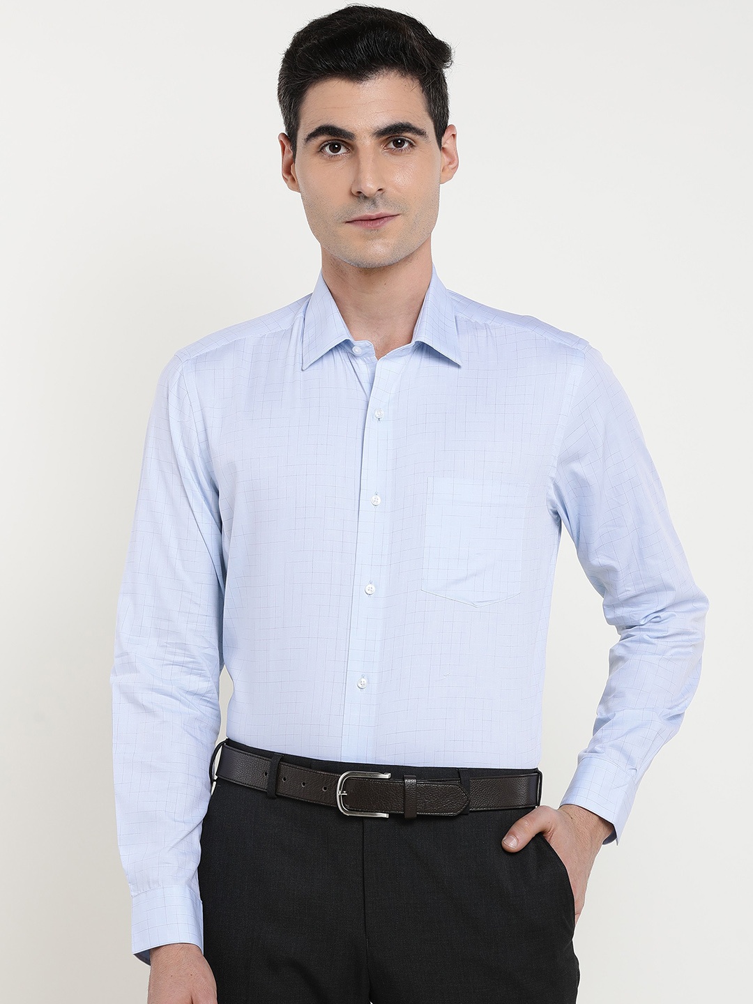 

Arrow Men Blue Pure Cotton Slim Fit Checked Formal Shirt