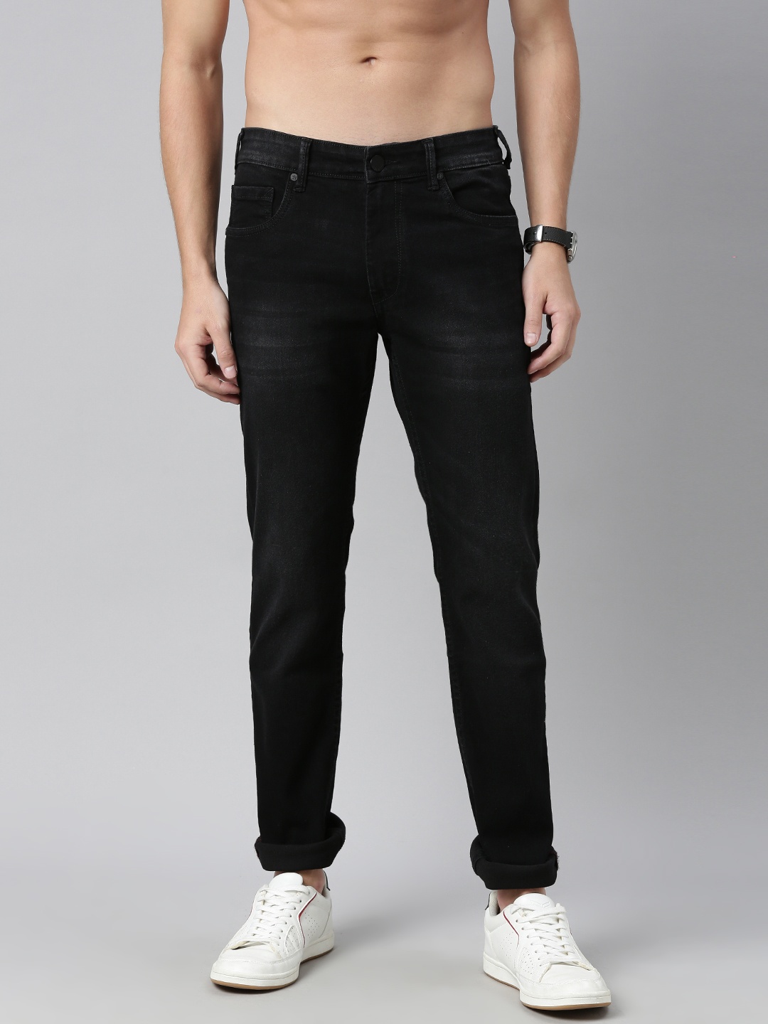 

HERE&NOW Men Black Slim Fit Light Fade Stretchable Jeans