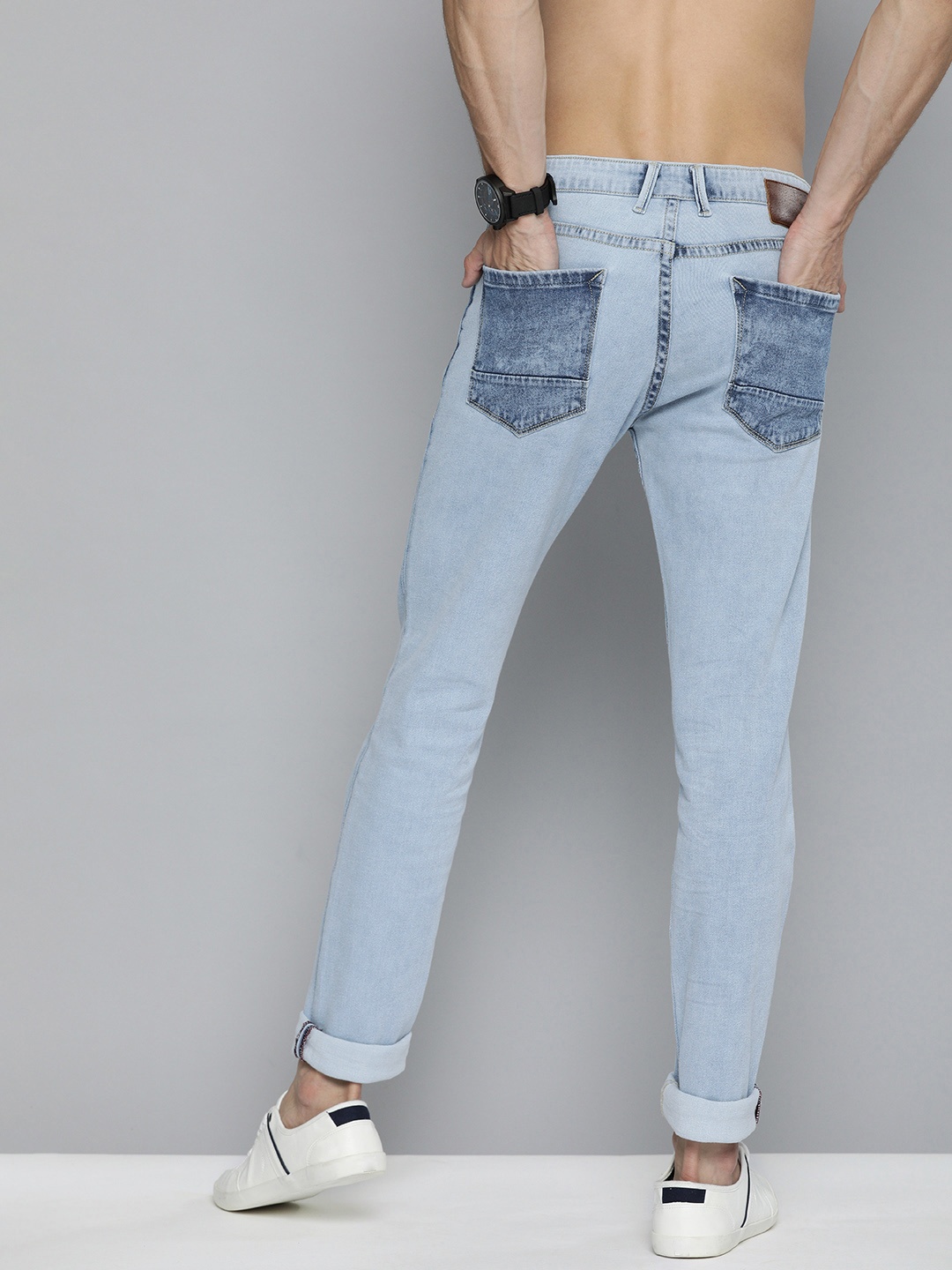 

HERE&NOW Men Blue Light Fade Stretchable Jeans