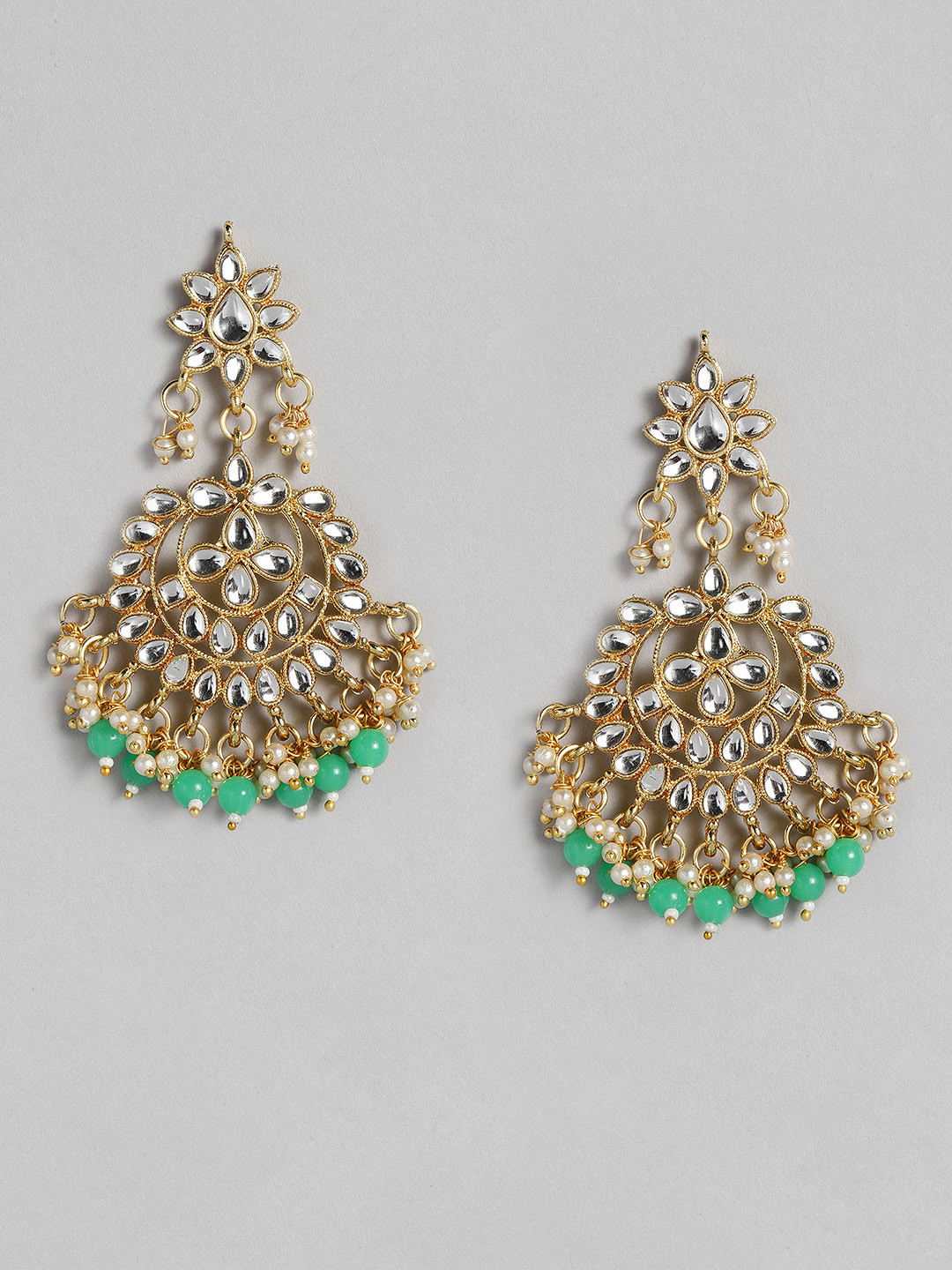 

justpeachy Gold-Plated & Green Contemporary Drop Earrings
