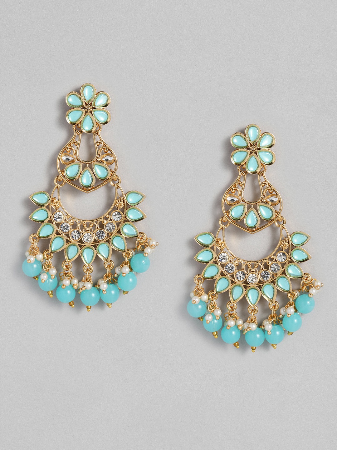 

justpeachy Blue & Gold-Plated Crescent Shaped Chandbalis