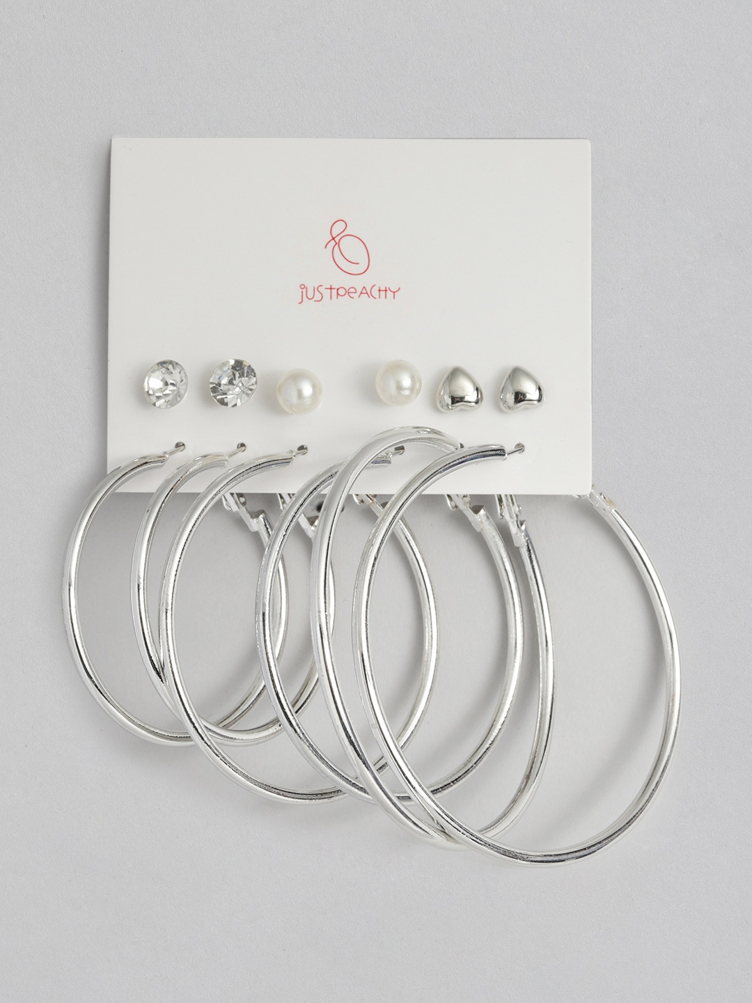 

justpeachy Set of 6 Silver-Plated Earrings