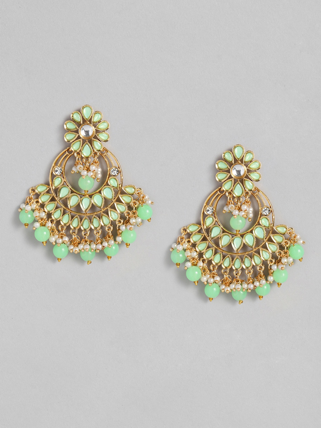 

justpeachy Green & Gold-Plated Classic Chandbalis