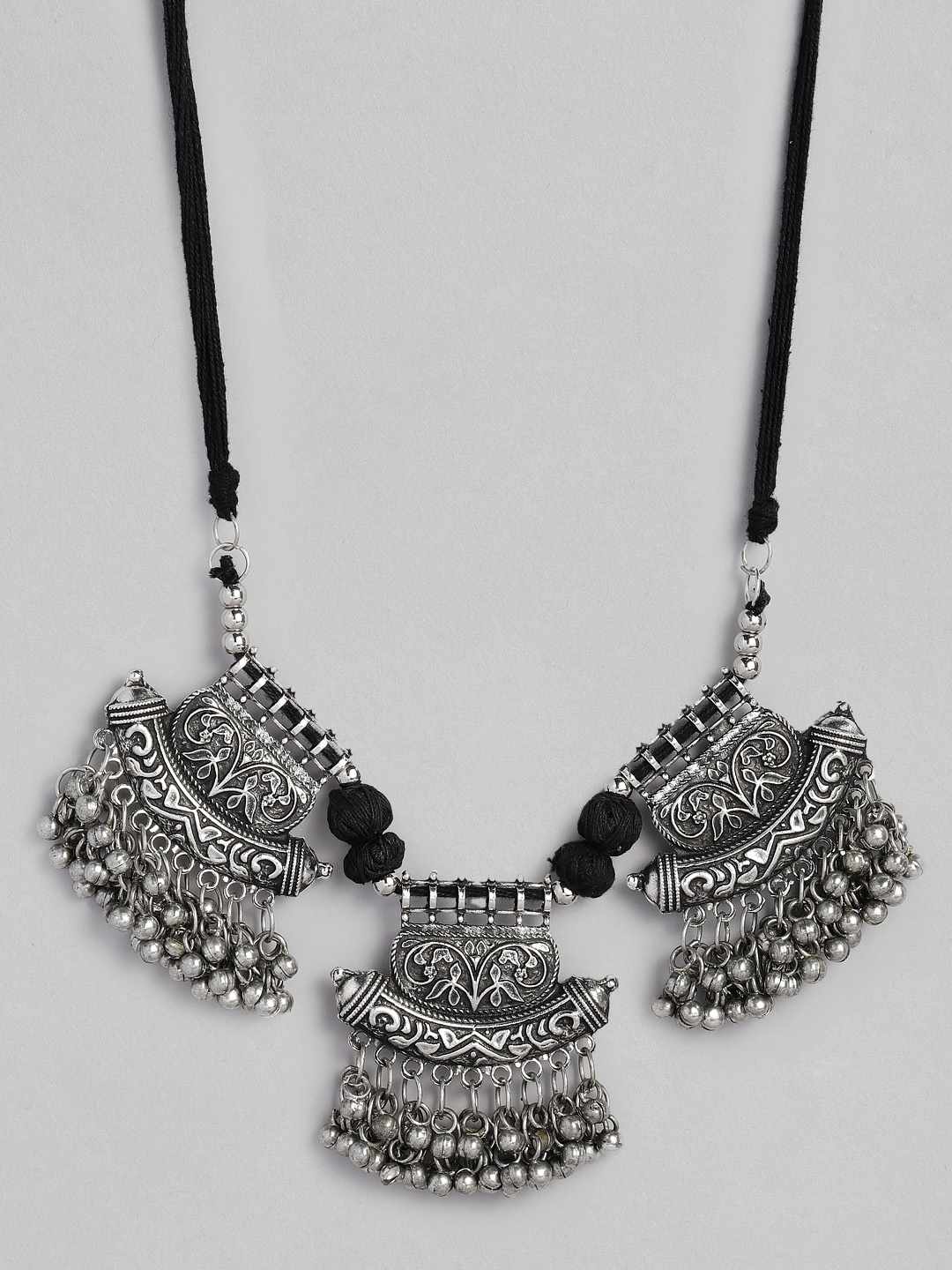 

justpeachy Silver-Plated Oxidised Necklace