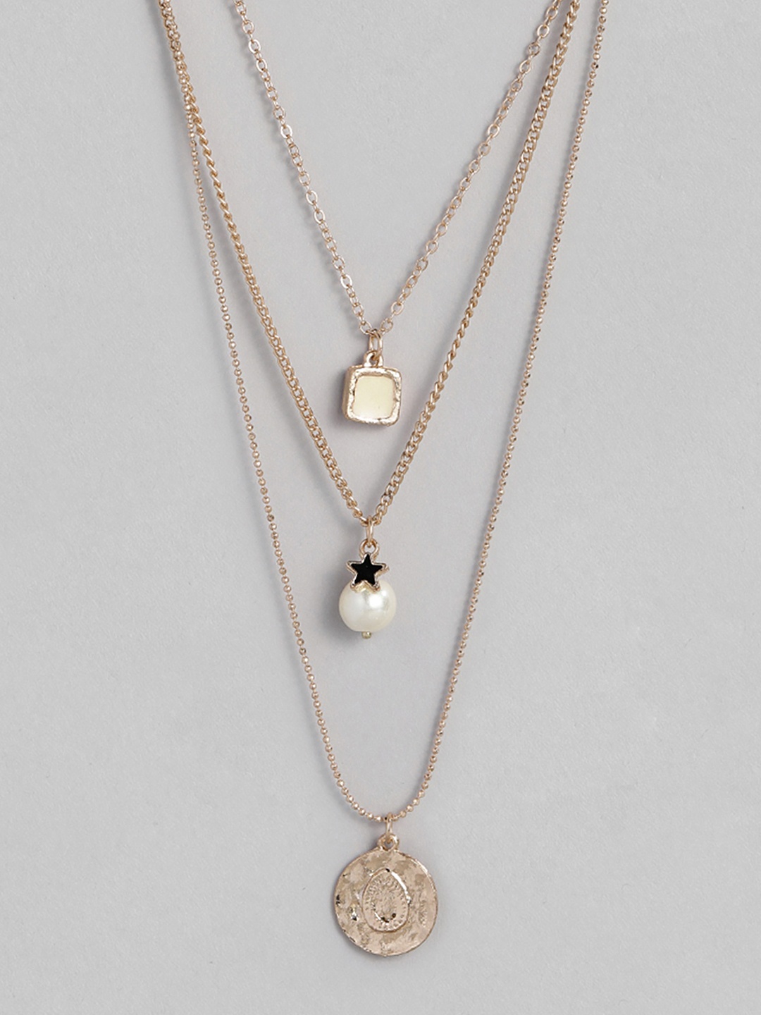 

justpeachy Gold & White Gold-Plated Layered Necklace