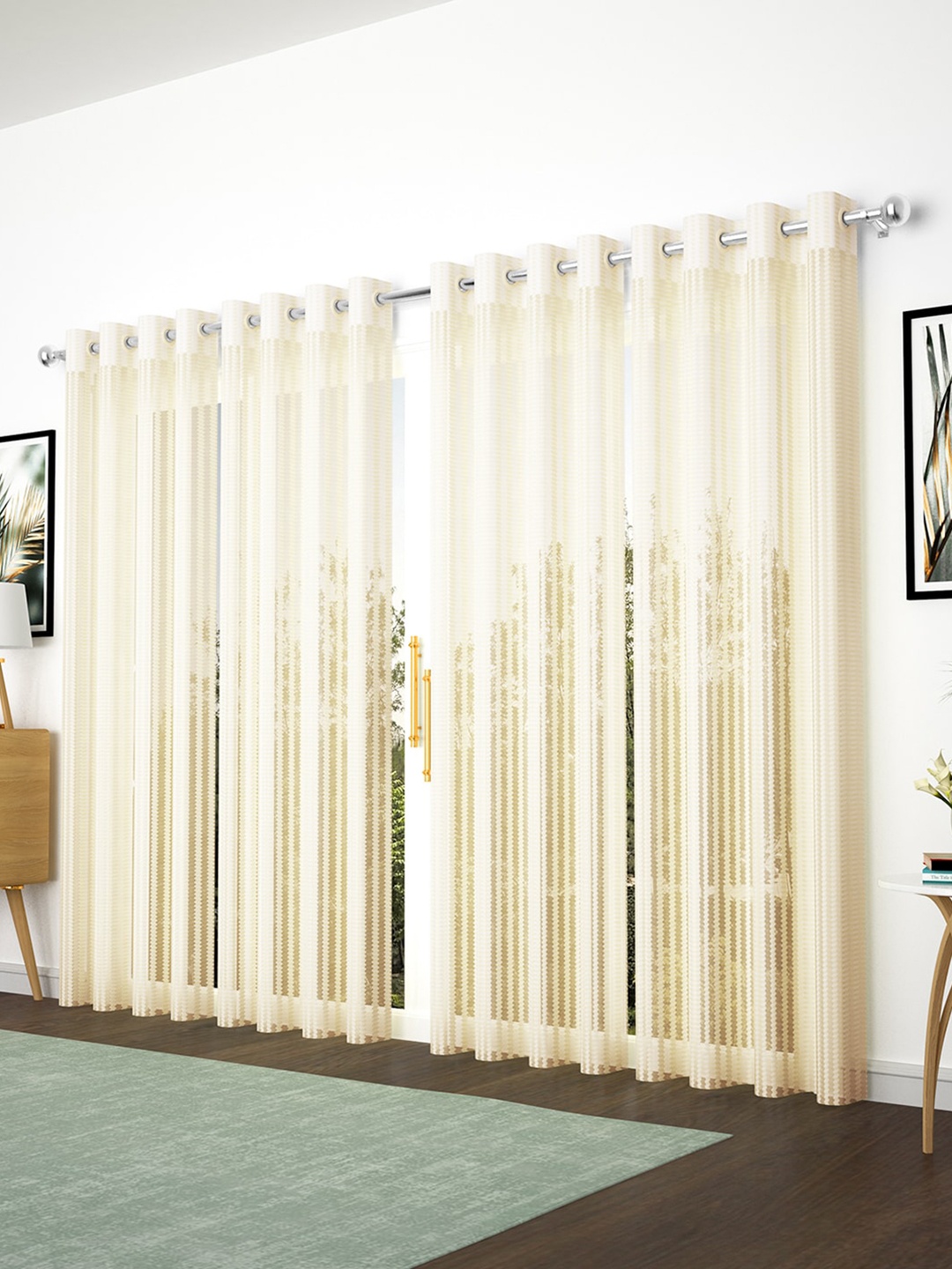 

Bedspun Off-White Set of 4 Sheer Door Curtains